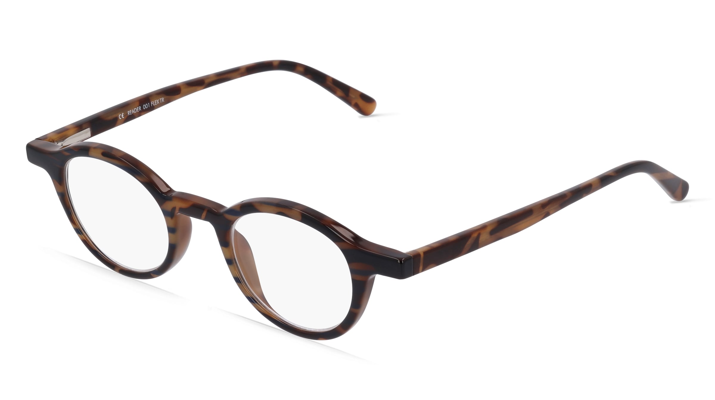 Fielmann READER 001 FLEX TR Unisex-Fertiglesebrille Vollrand Rund Kunststoff-Gestell, Havanna