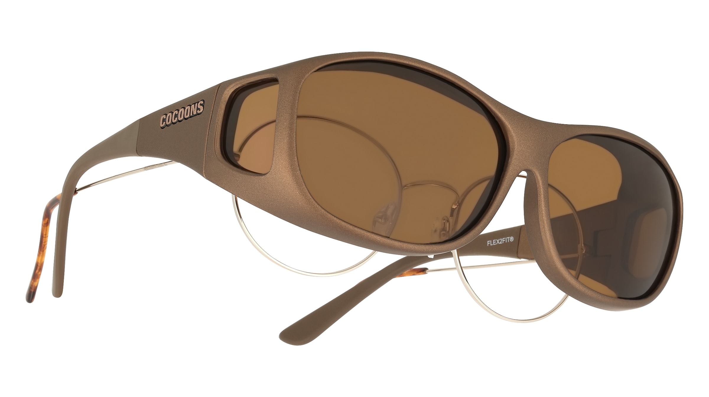 Cocoons Fitover M Unisex-Sonnenbrille Vollrand Quadratisch Kunststoff-Gestell, braun