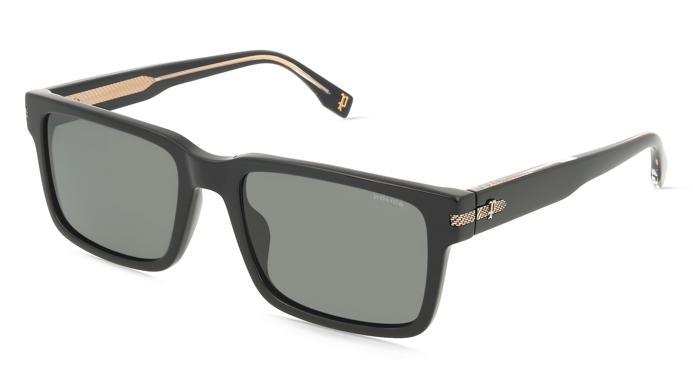Police SPLR75 Herren-Sonnenbrille Randlos Geometrisch Metall-Gestell, Schwarz