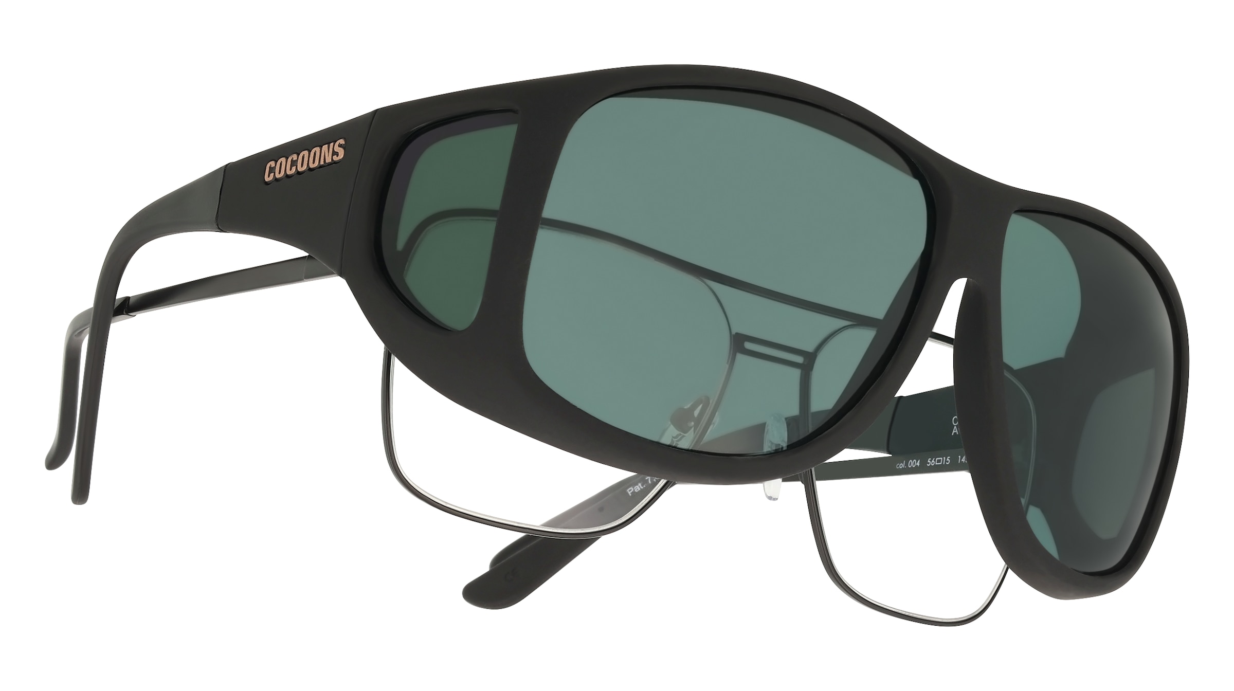 Thumbnail - Cocoons Fitover XL Unisex-Sonnenbrille Vollrand Eckig Kunststoff-Gestell, schwarz