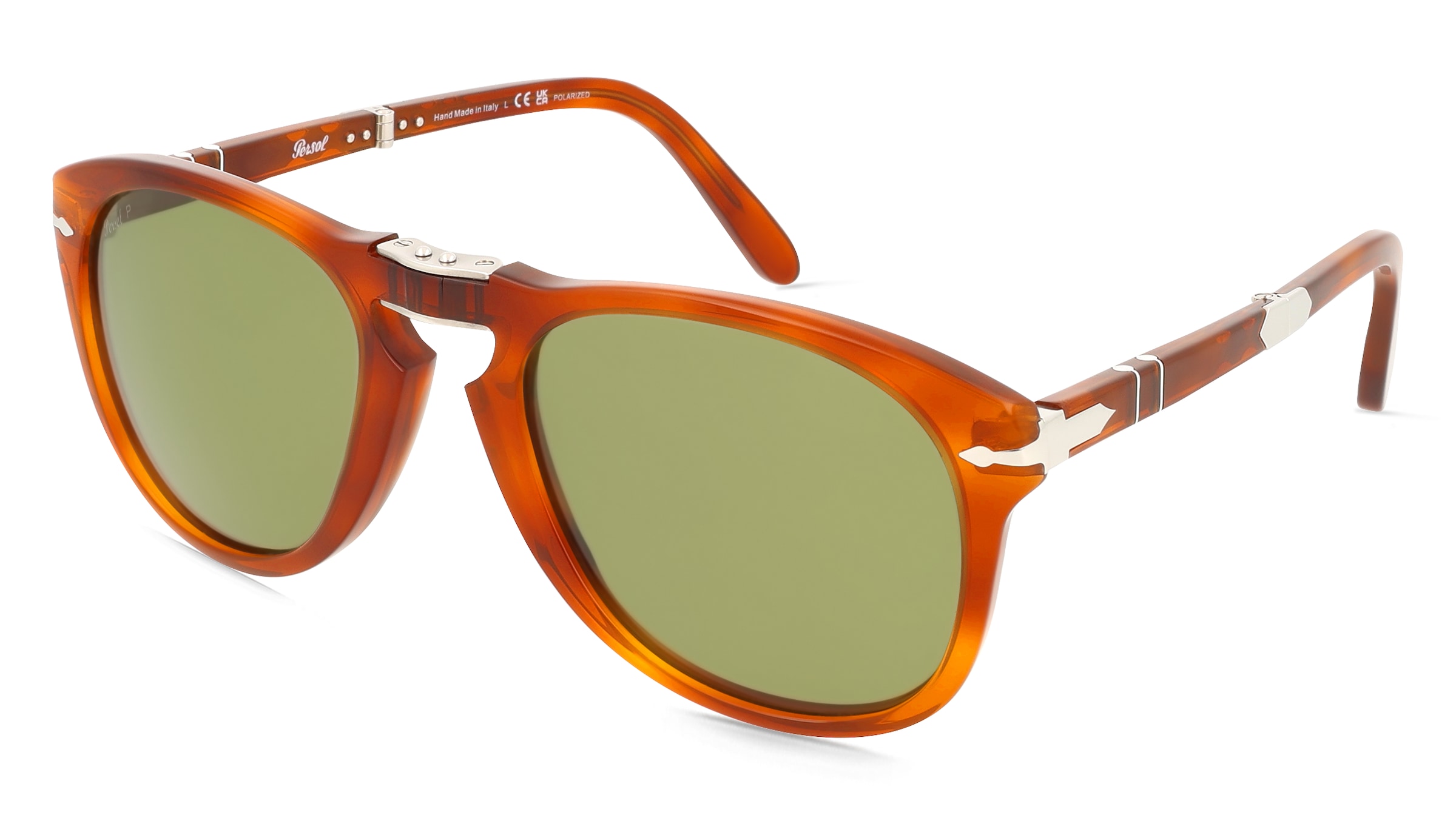 Persol PO0714SM Herren-Sonnenbrille Vollrand Pilot Acetat-Gestell, Orange
