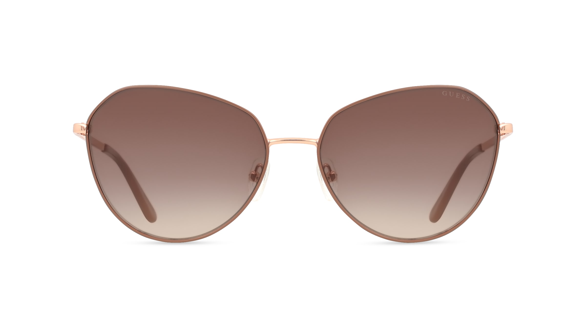 Guess GU00148 Damen-Sonnenbrille Vollrand Rund Metall-Gestell, Beige