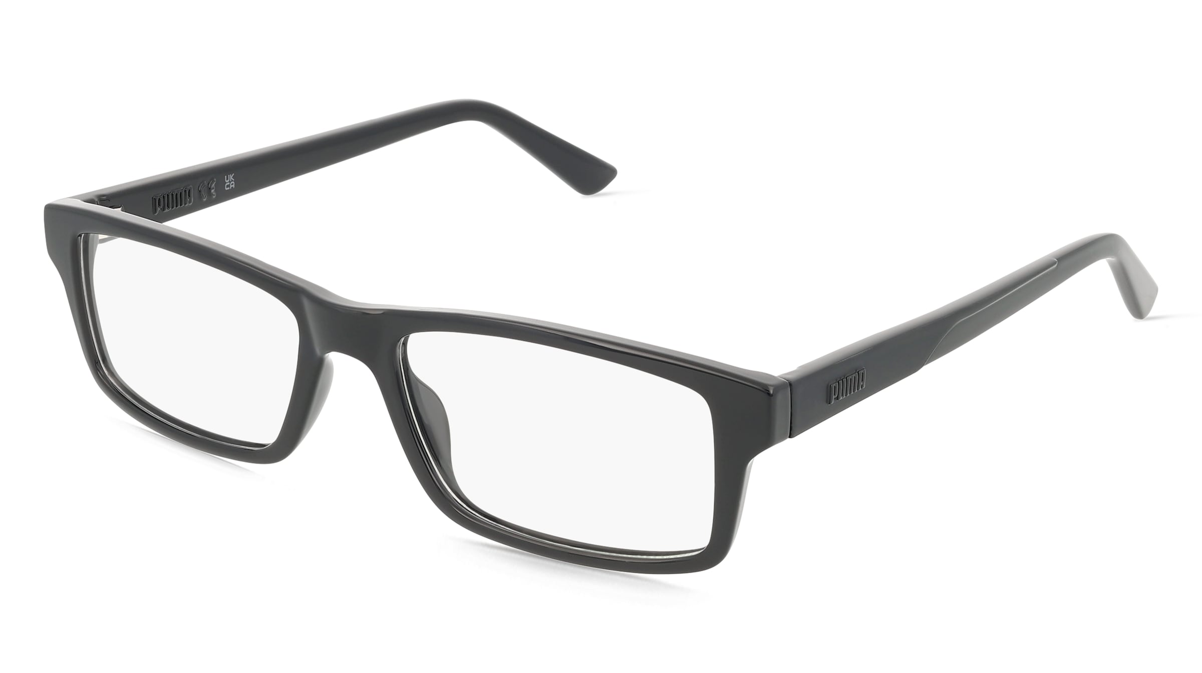 Puma PU0431O Unisex-Brille inkl. Gläser Vollrand Quadratisch Kunststoff-Gestell 54/17/145, Schwarz