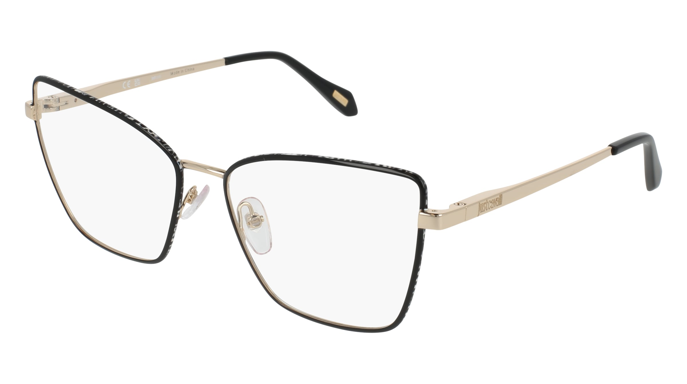 Just Cavalli VJC133 Damen-Brille inkl. Gläser Vollrand Cat Eye Metall-Gestell 57/16/140, Lila