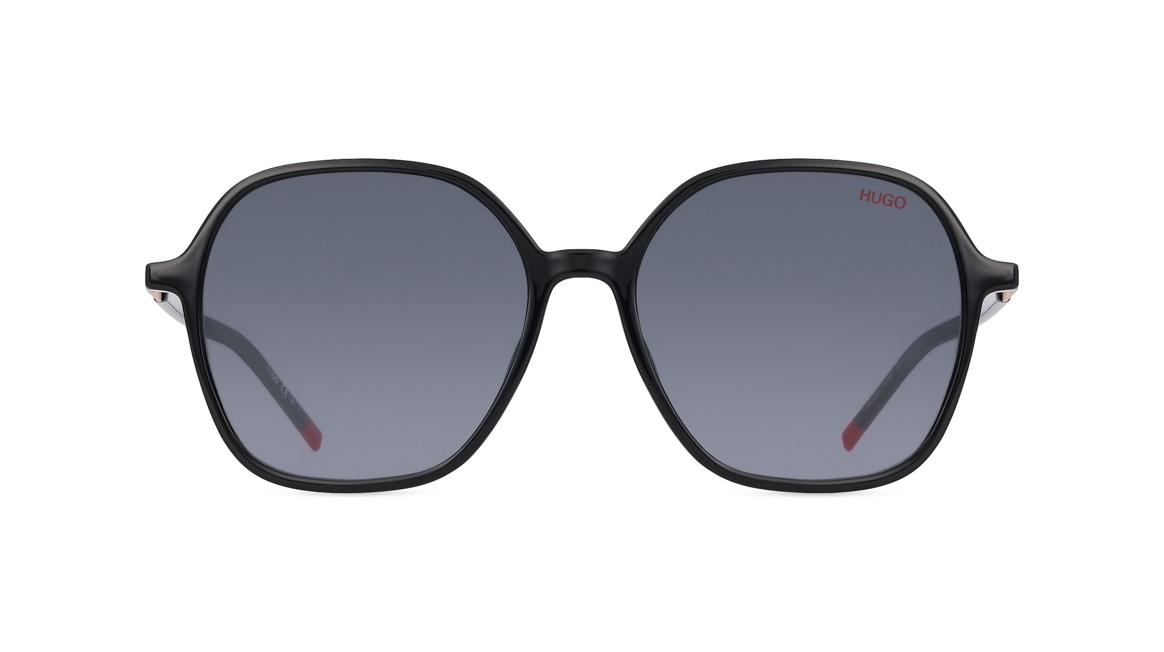 Hugo HG 1236/S Damen-Sonnenbrille Vollrand Achteckig Kunststoff-Gestell, schwarz