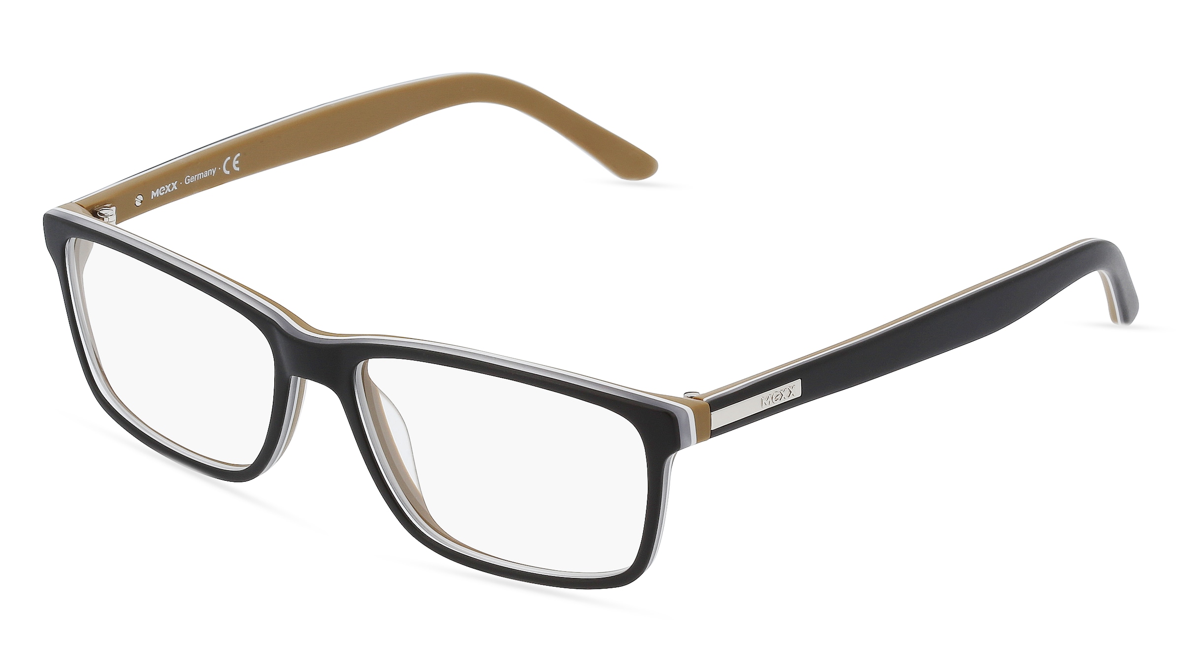Mexx 5353 Herren-Brille inkl. Gläser Vollrand Quadratisch Kunststoff-Gestell 54/15/130, Schwarz