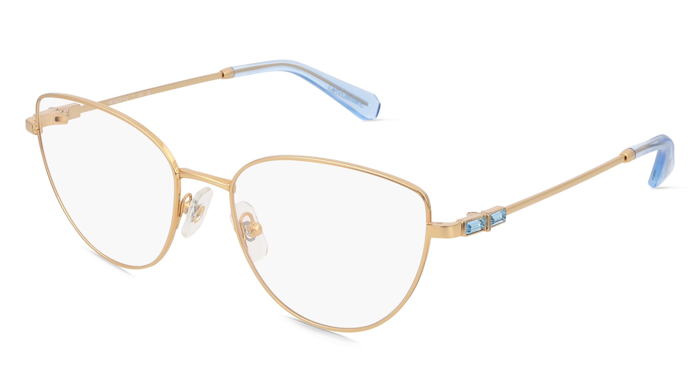 Swarovski SK1007 Damen-Brille inkl. Gläser Vollrand Cat Eye Metall-Gestell 55/18/140, Gold