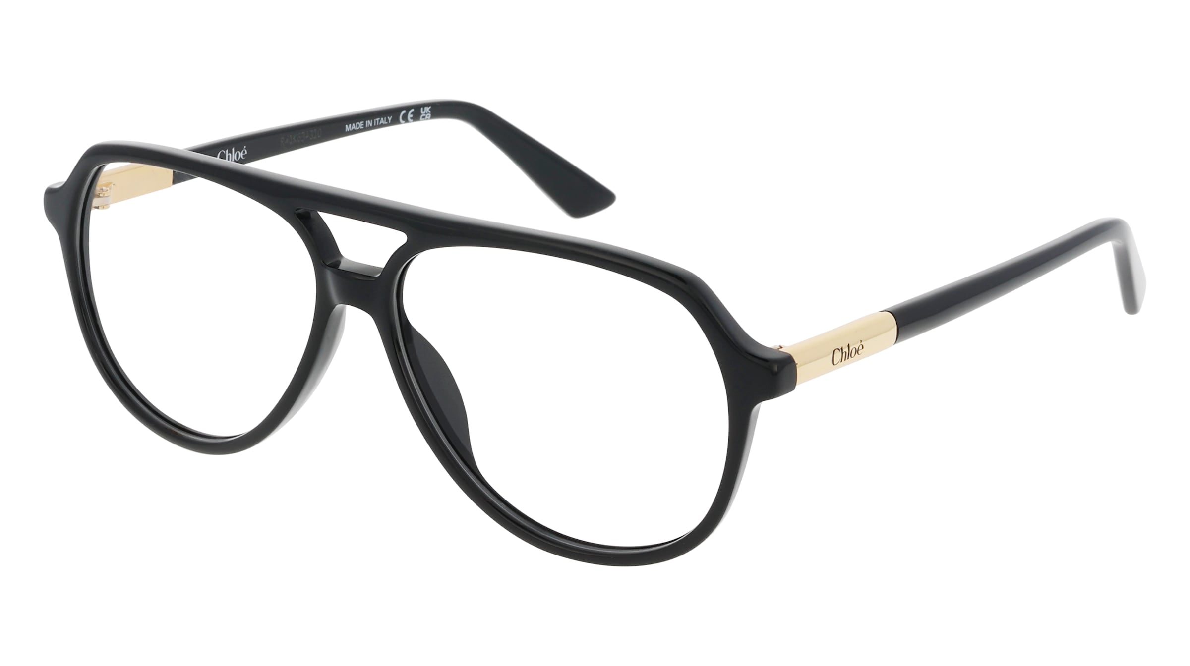 Chloé CH0366O Damen-Brille inkl. Gläser Vollrand Pilot Acetat-Gestell 57/13/140, Schwarz
