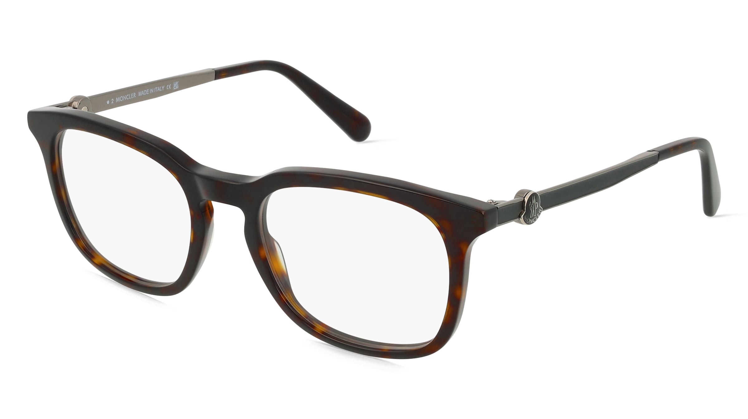 MONCLER ML5176 Unisex-Brille inkl. Gläser Vollrand Quadratisch Kunststoff-Gestell 52/20/145, Havanna