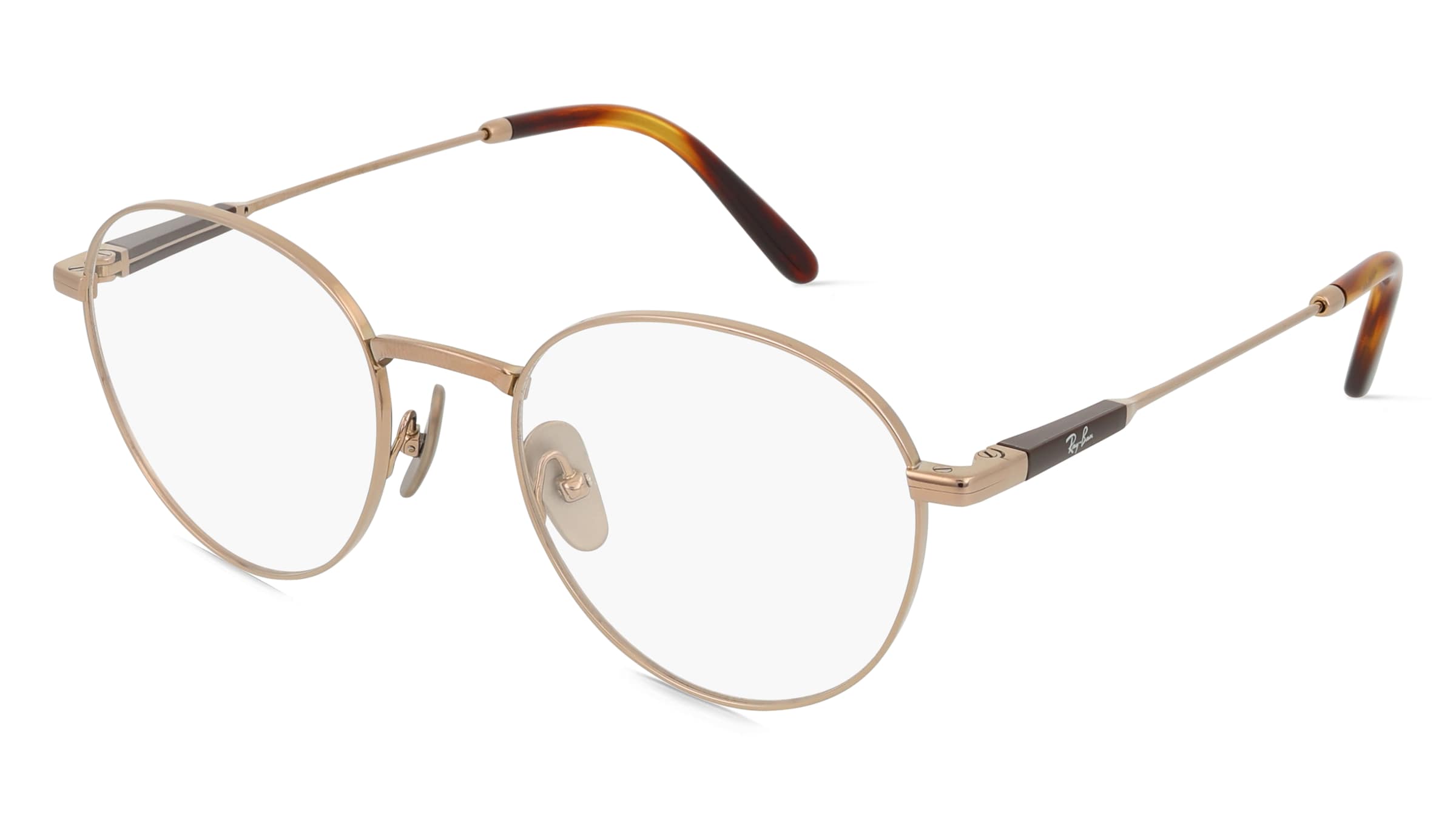 Ray-Ban RX8782 DAVID TITANIUM Unisex-Brille inkl. Gläser Vollrand Panto Titan-Gestell 51/20/145, Braun