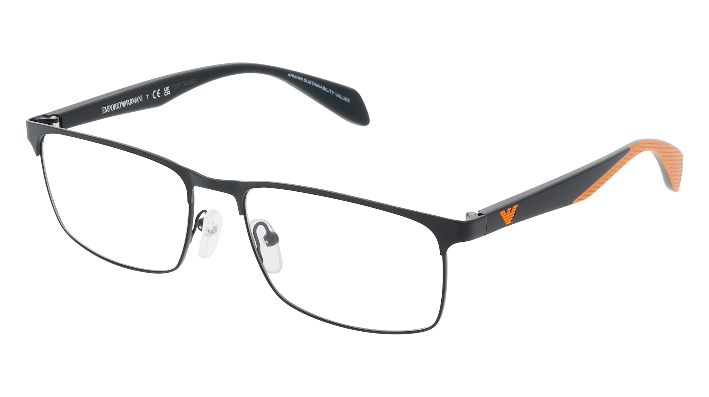 Emporio Armani EA1149 Herren-Brille inkl. Gläser Vollrand Eckig Metall-Gestell 56/17/145, Schwarz