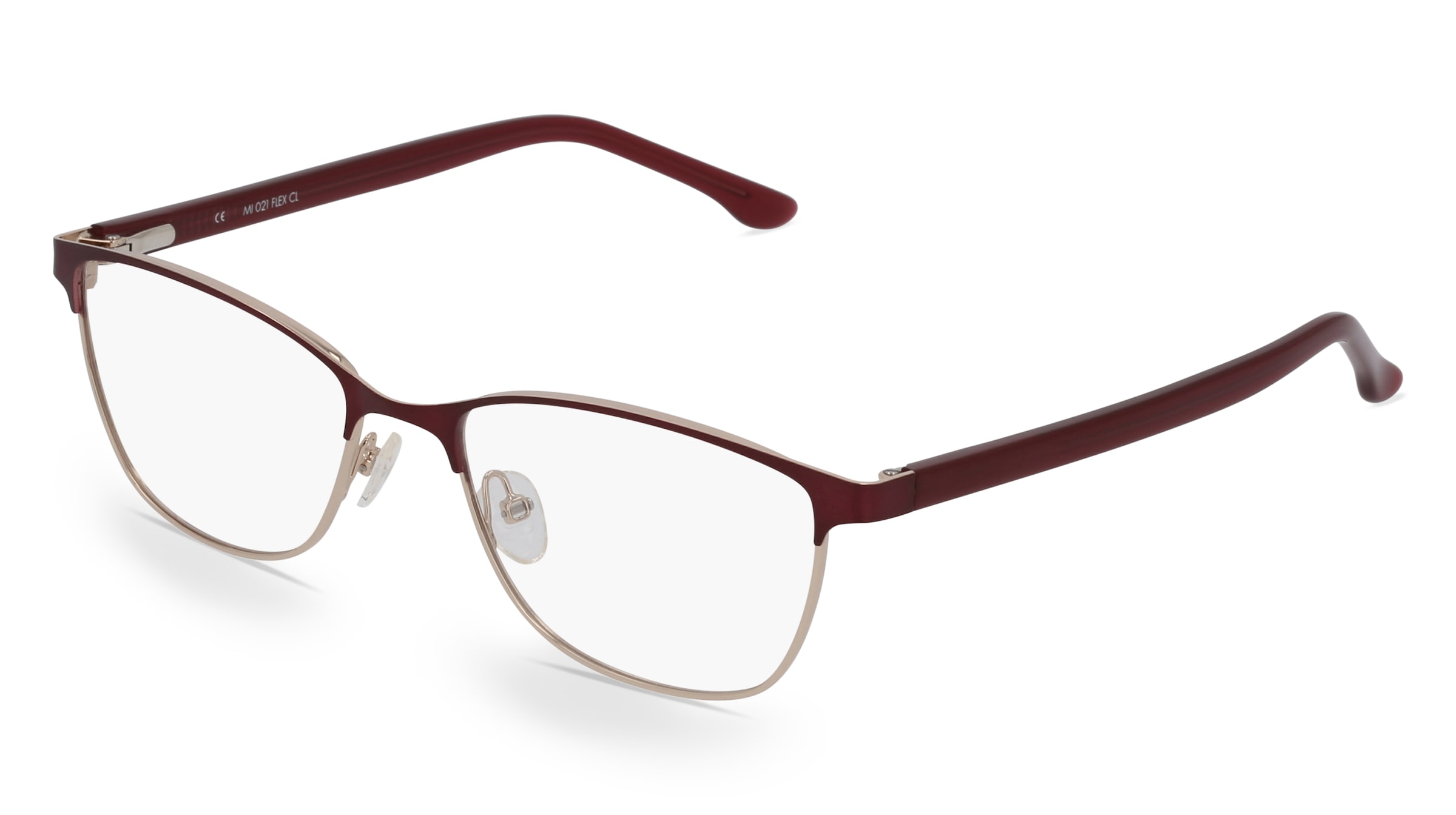 Fielmann MI 021 FLEX CL Damen-Brille inkl. Gläser Vollrand Quadratisch Edelstahl-Gestell 53/17/135, Rot