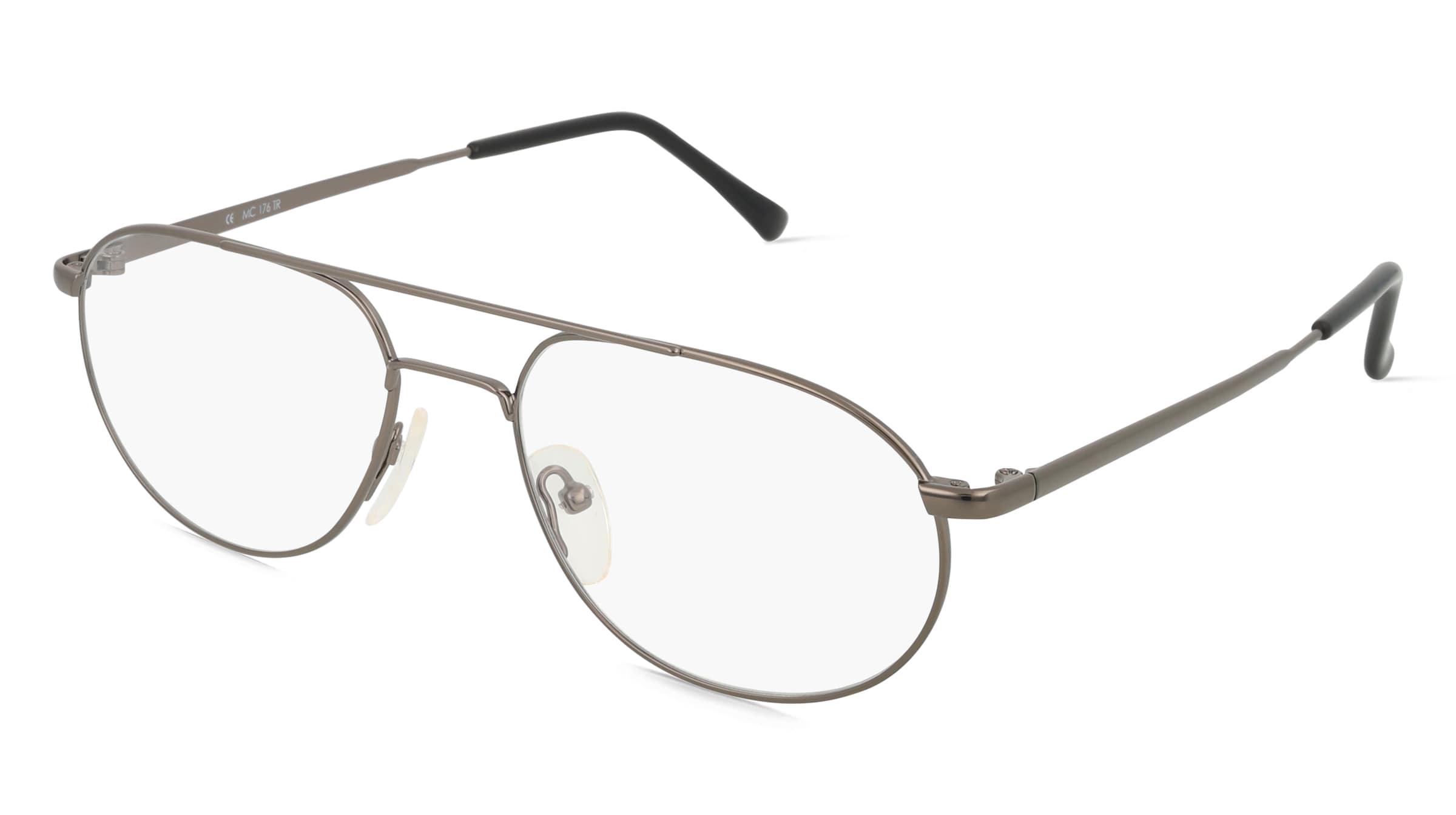 Fielmann MC 176 TR Herren-Brille inkl. Gläser Vollrand Pilot Metall-Gestell 58mm/19mm/145mm, grau