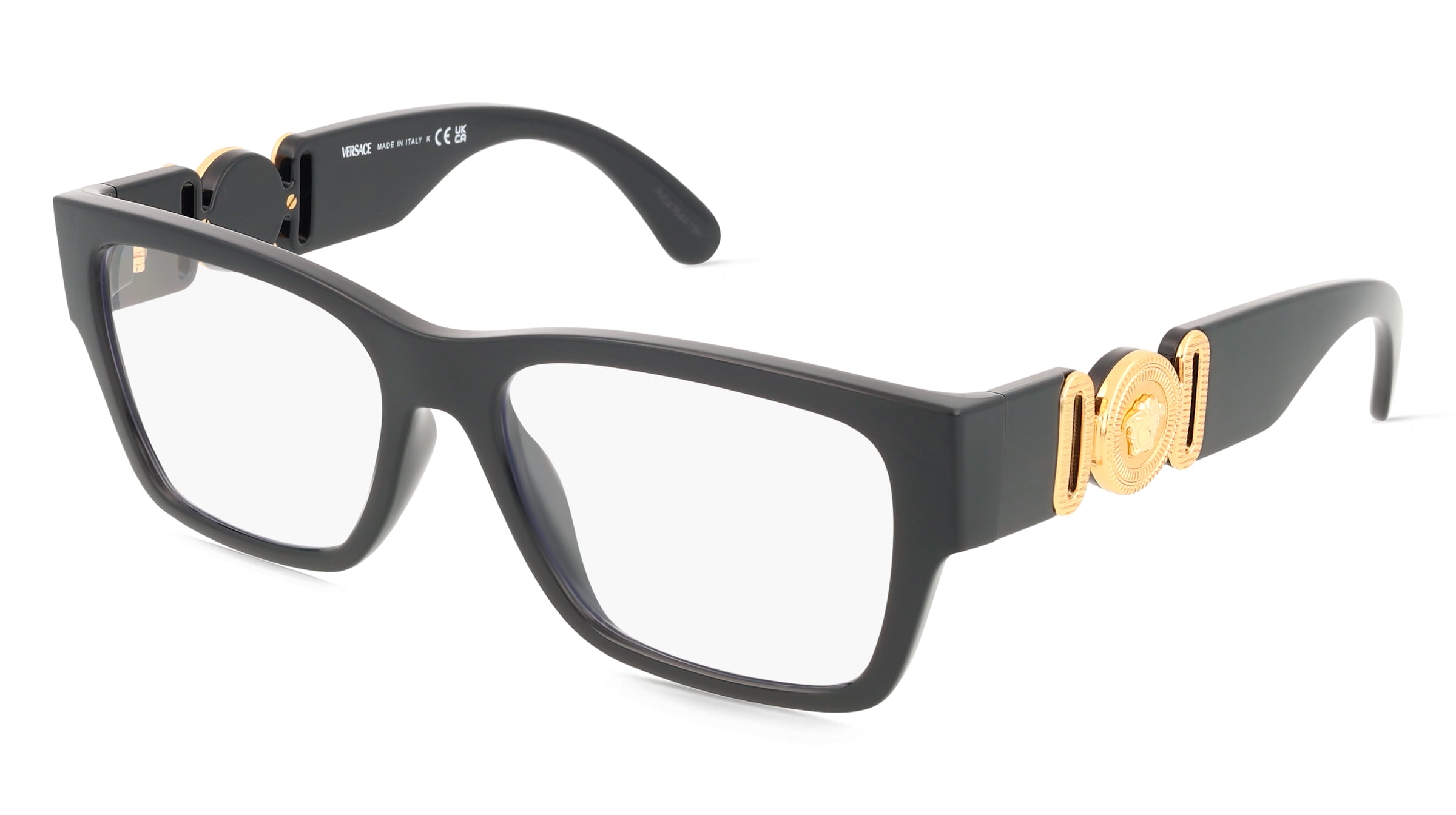 Versace VE3368U Herren-Brille inkl. Gläser Vollrand Quadratisch Kunststoff-Gestell 55/17/140, Schwarz
