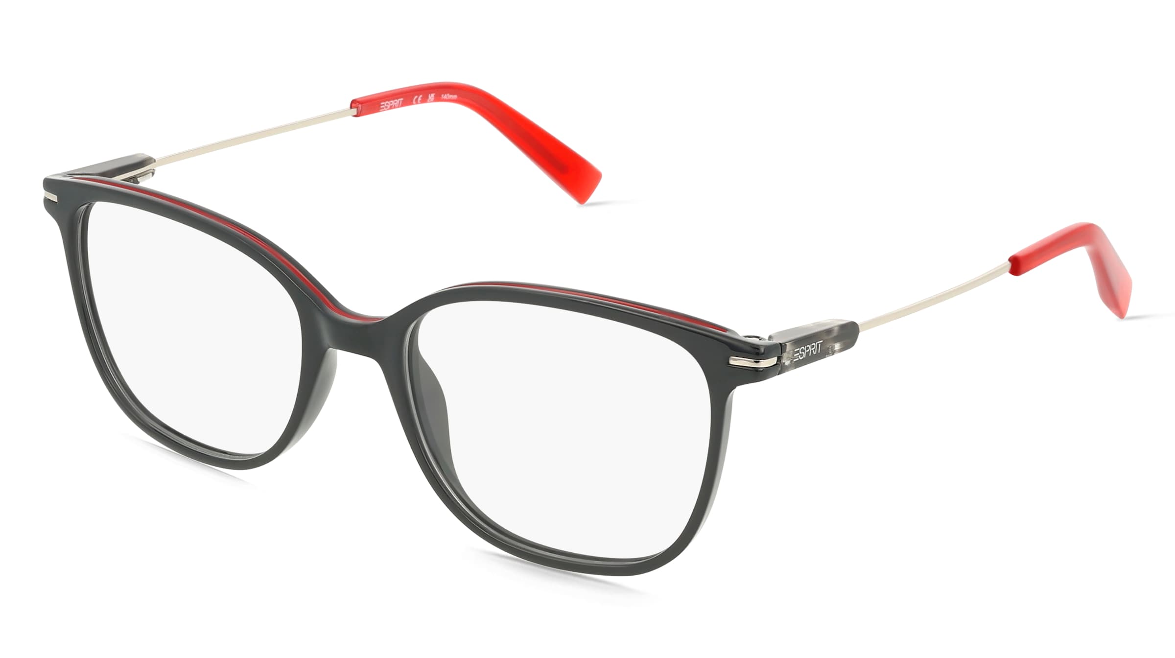 Esprit 33537 Damen-Brille inkl. Gläser Vollrand Quadratisch TR90-Gestell 49/17/140, Schwarz