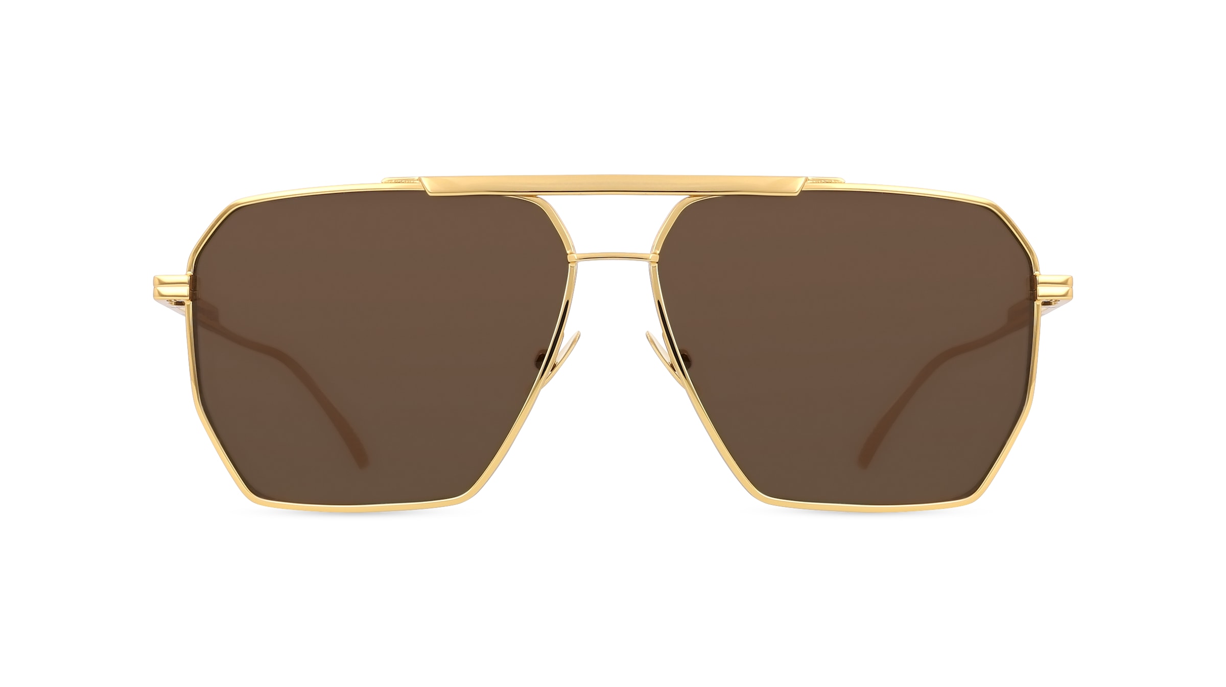 Bottega Veneta BV1012S Herren-Sonnenbrille Vollrand Pilot Metall-Gestell, gold