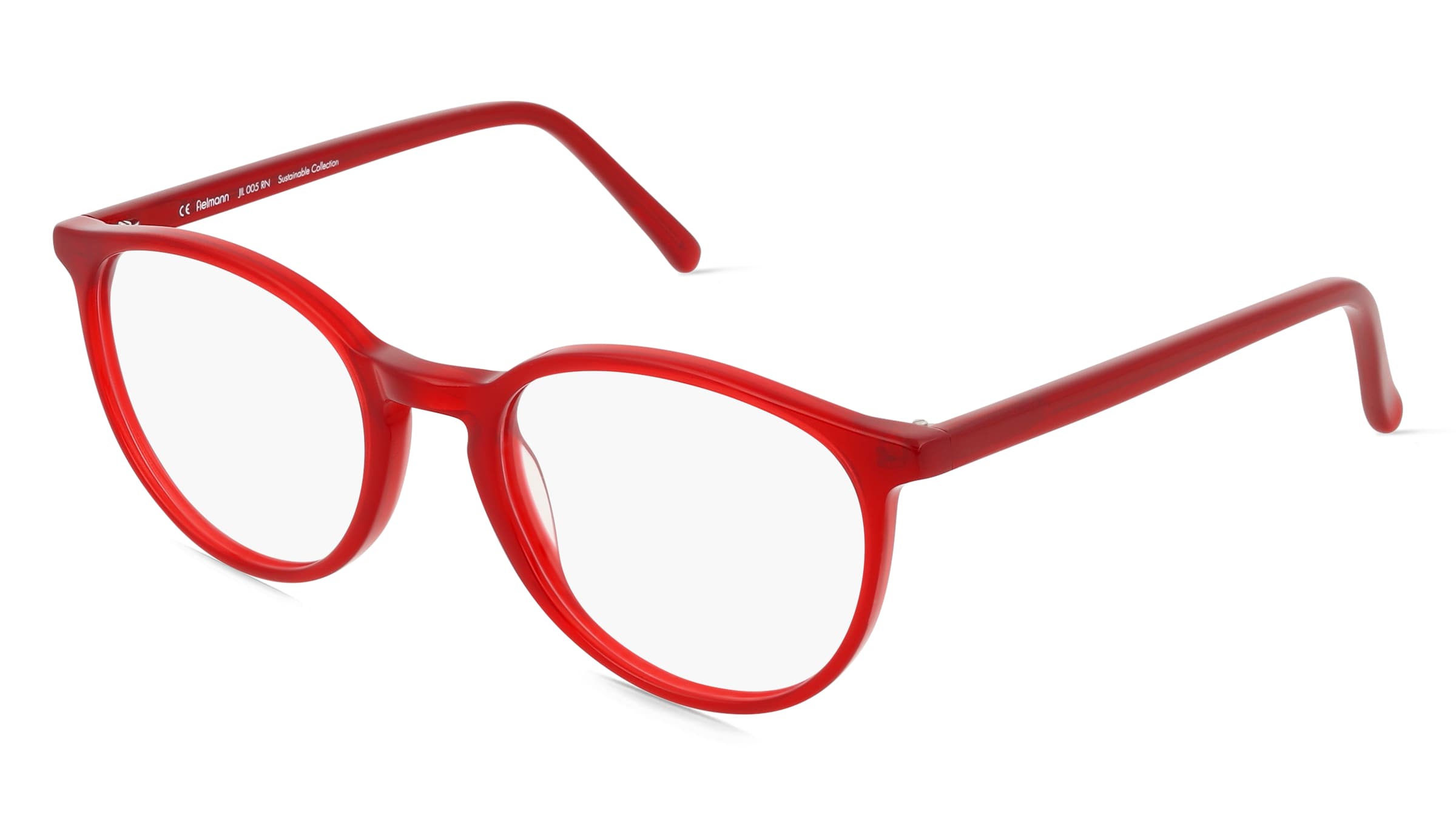 Fielmann JIL 005 RN RILEY Unisex-Brille inkl. Gläser Vollrand Panto Acetat-Gestell 50mm/19mm/135mm, rot