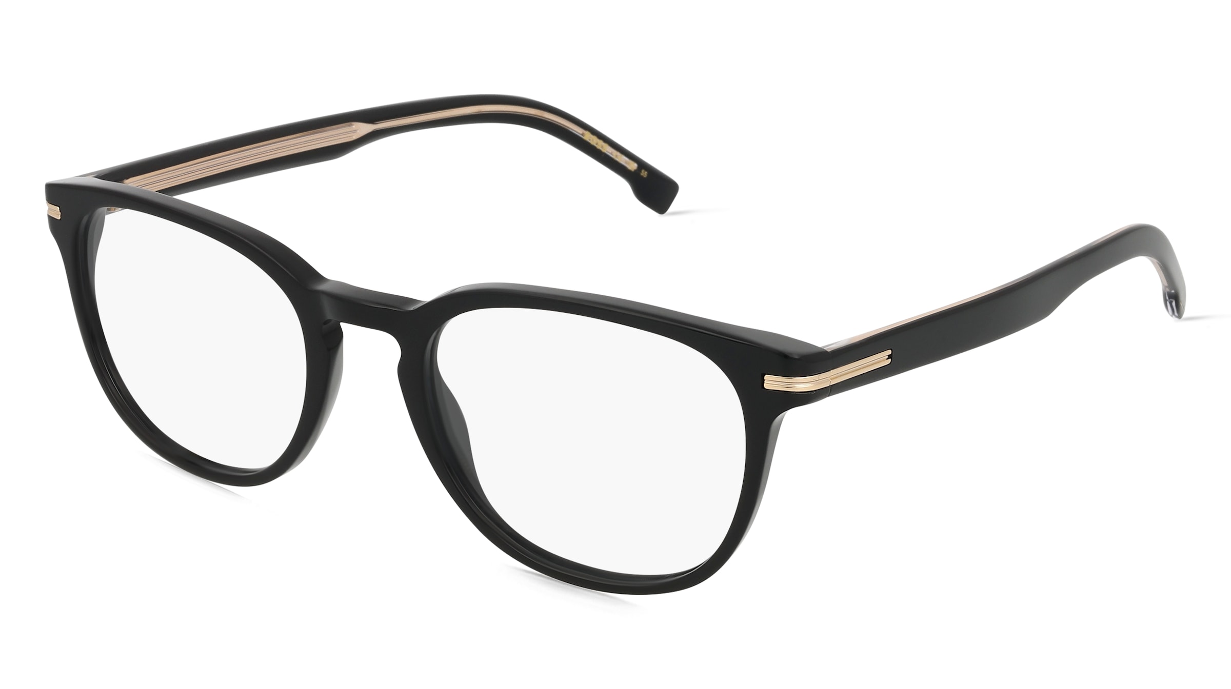 Boss 1601 Unisex-Brille inkl. Gläser Vollrand Panto Acetat-Gestell 51/20/145, Schwarz