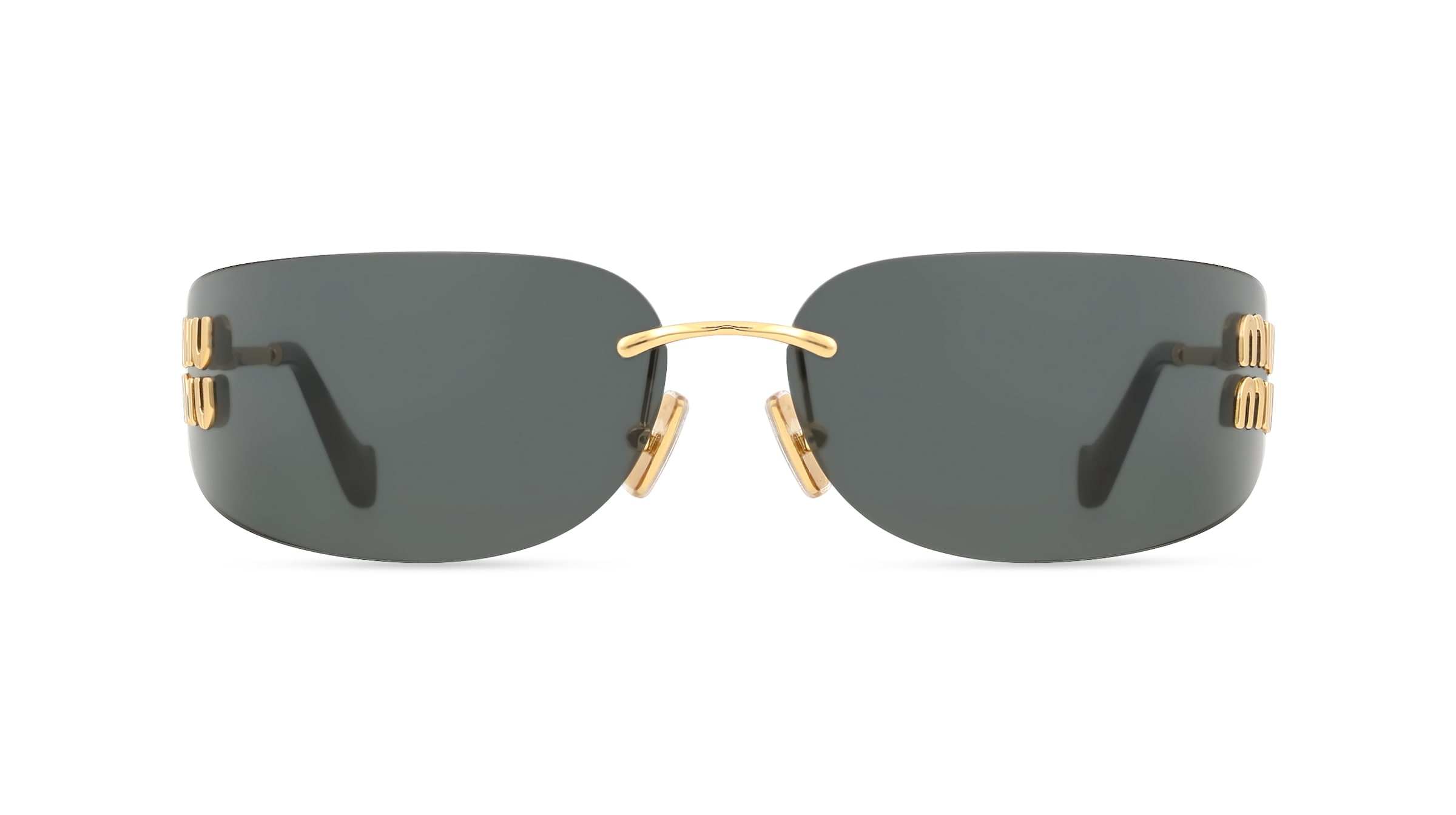 Miu Miu MU A51S Damen-Sonnenbrille Randlos Eckig Metall-Gestell, gold