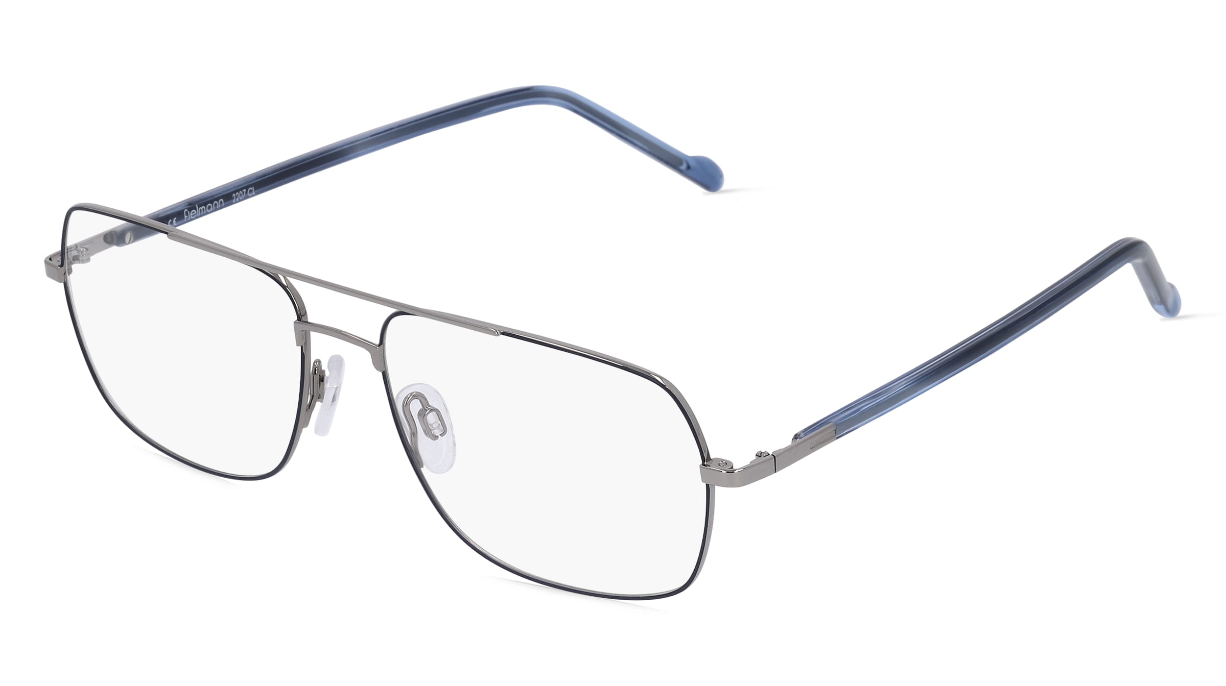 Fielmann 2207 CL Unisex-Brille inkl. Gläser Vollrand Quadratisch Metall-Gestell 57/16/150, Blau