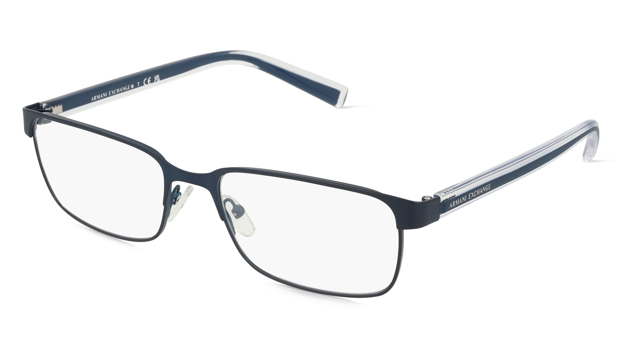 Armani Exchange AX1042 Herren-Brille inkl. Gläser Vollrand Quadratisch Metall-Gestell 56/18/140, Blau