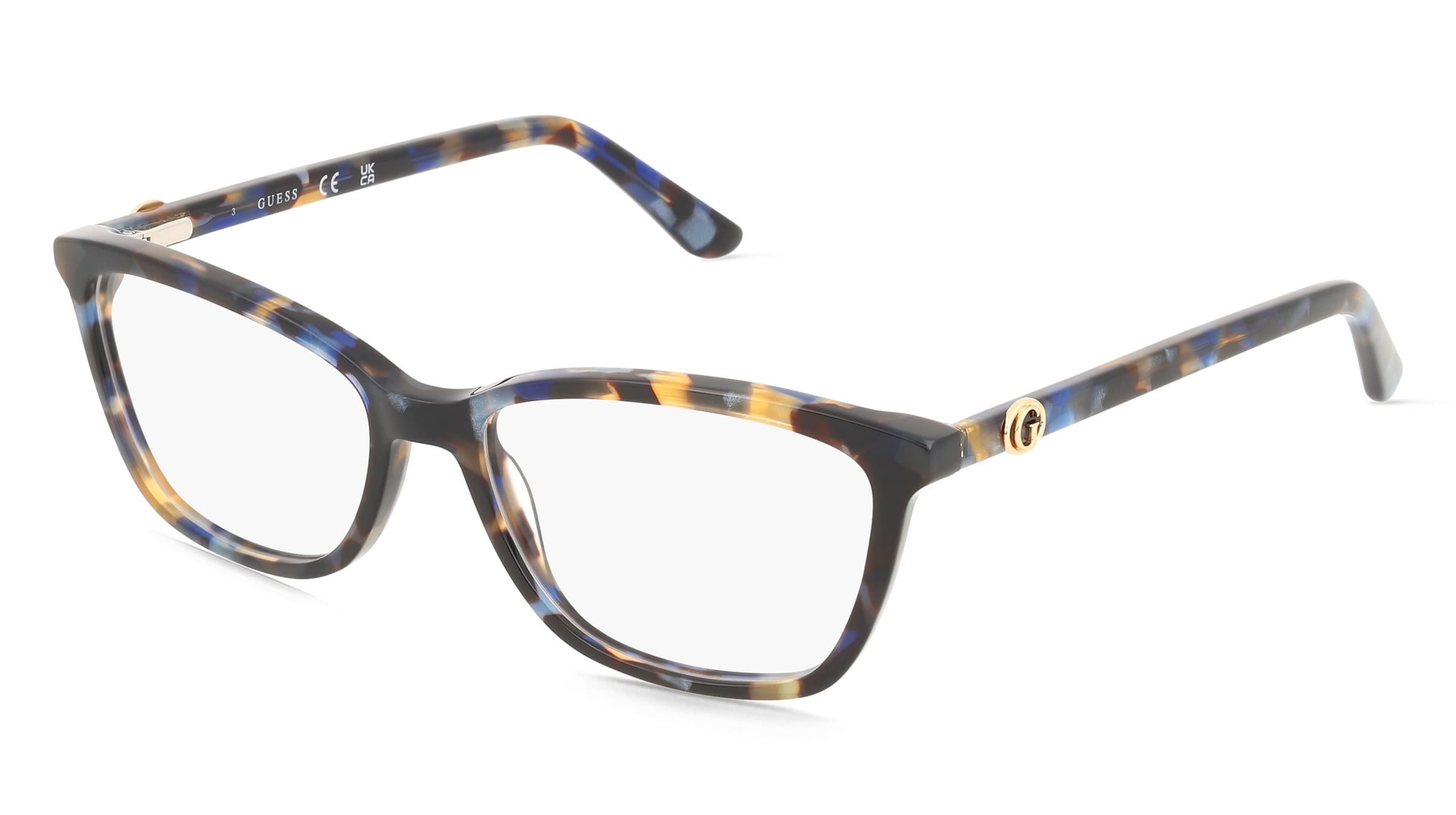 Guess GU50310 Damen-Brille inkl. Gläser Vollrand Eckig Acetat-Gestell 52/15/140, Blau