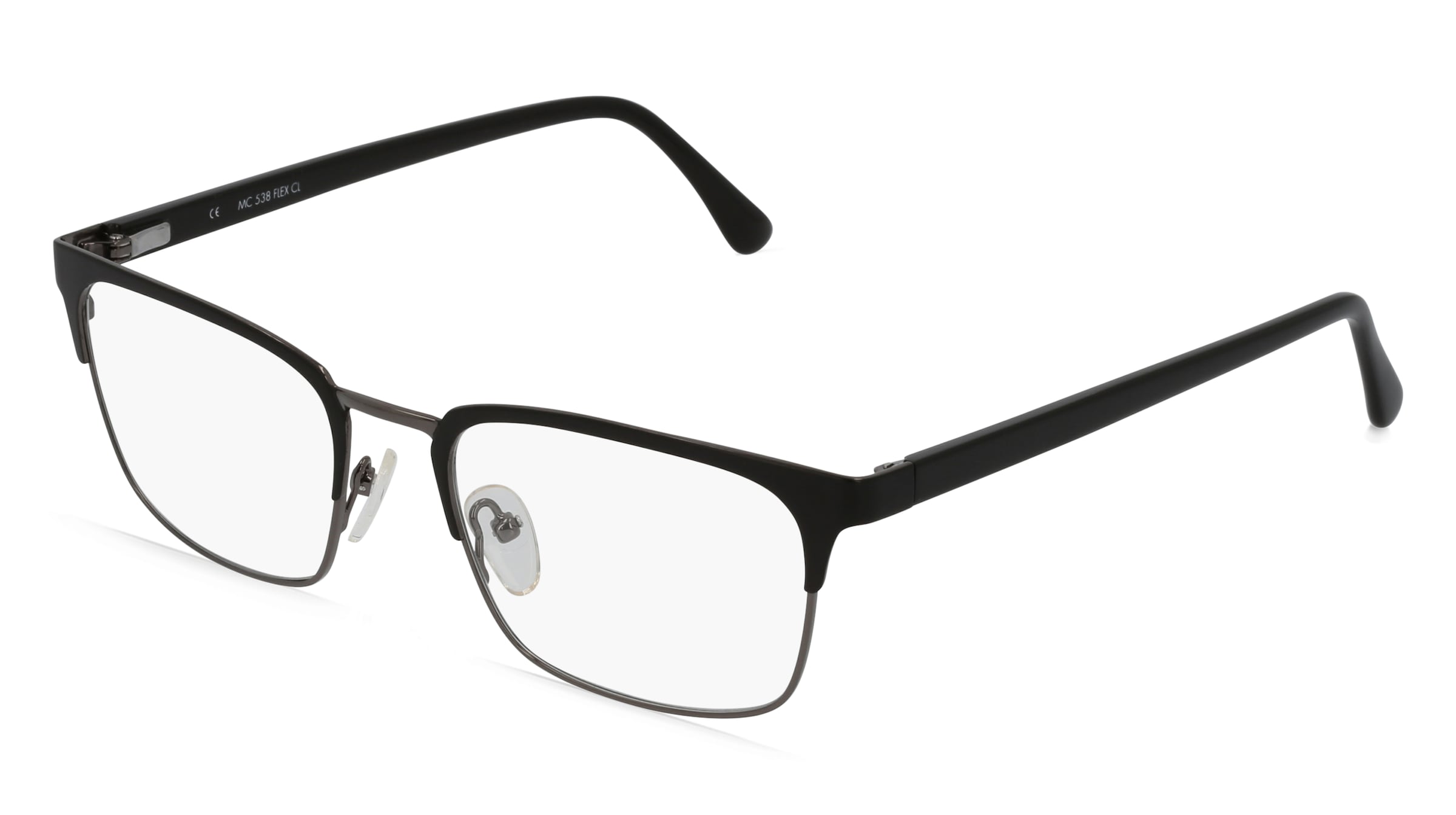 Fielmann MC 538 FLEX CL Herren-Brille inkl. Gläser Vollrand Quadratisch Edelstahl-Gestell 53/19/140, Schwarz