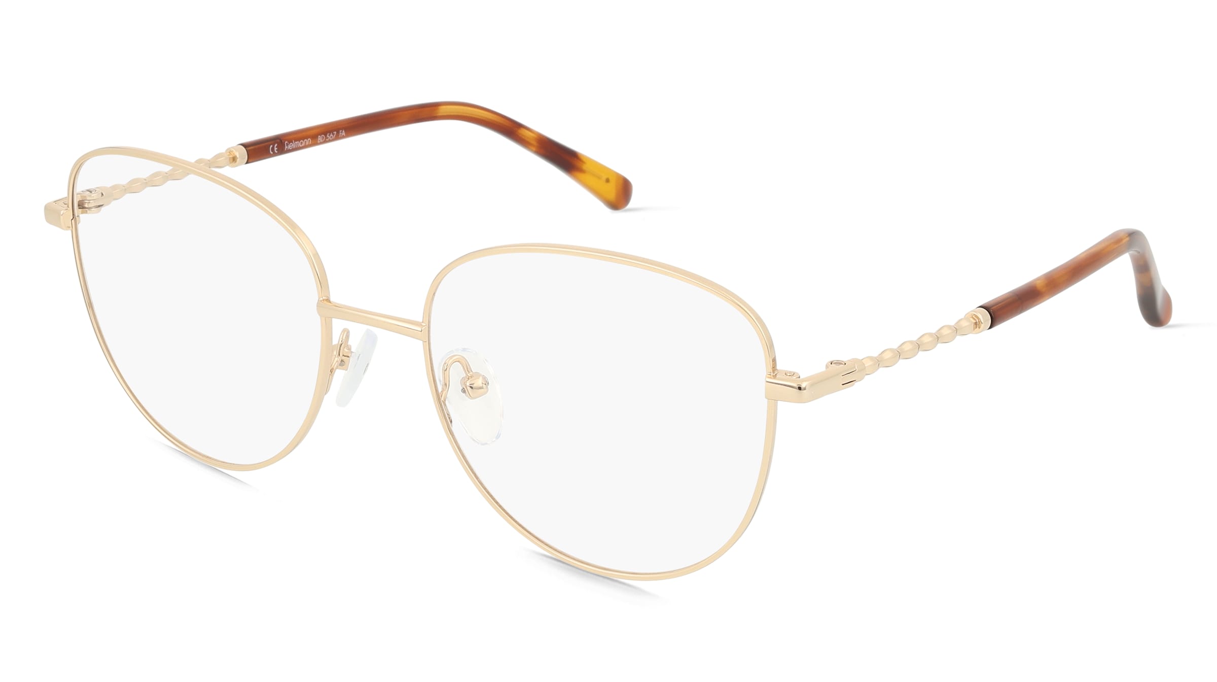 Fielmann BD 567 FA GLORIA Damen-Brille inkl. Gläser Vollrand Butterfly Edelstahl-Gestell 53/18/135, Gold
