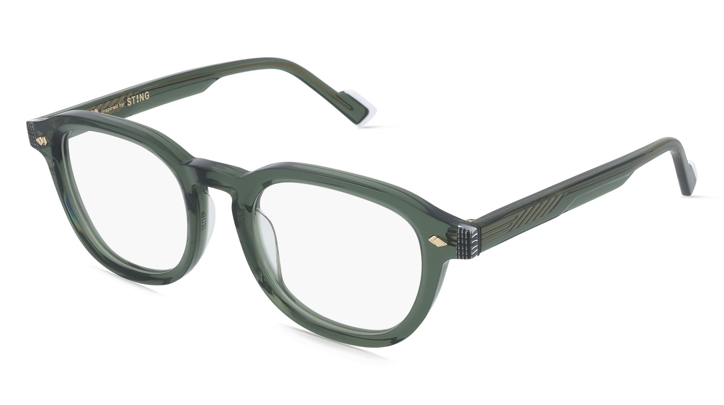 Sting VST548 Herren-Brille inkl. Gläser Vollrand Rund Kunststoff-Gestell 49/22/145, Grün