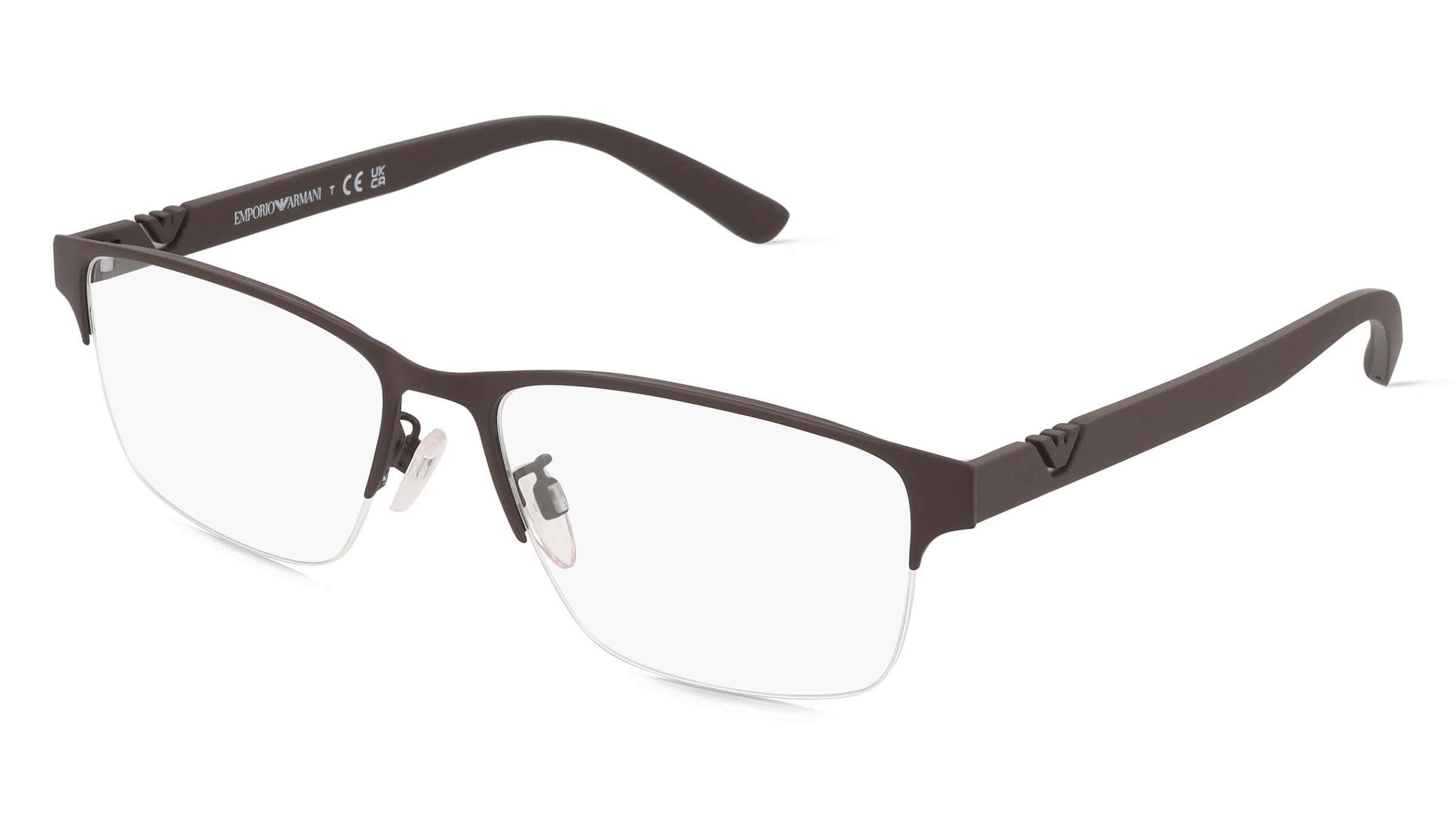 Emporio Armani EA1138 Herren-Brille inkl. Gläser Halbrand Quadratisch Metall-Gestell 56/17/145, Braun