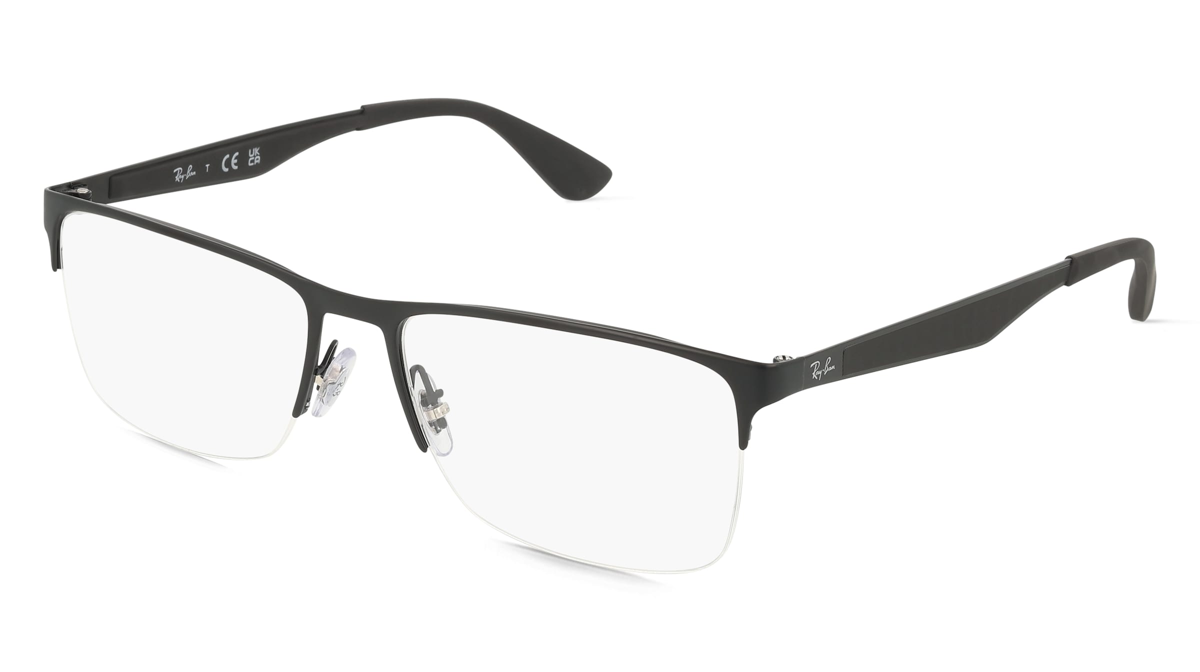 Ray Ban 0RX6335 Herren-Brille inkl. Gläser Halbrand Quadratisch Metall-Gestell 54/17/145, Schwarz