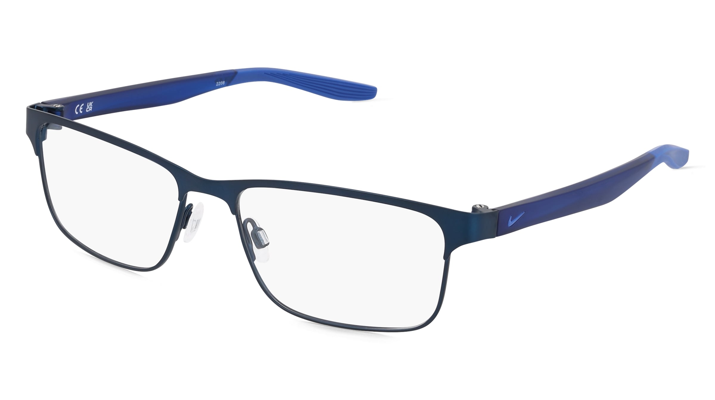 Nike 8130 Unisex-Brille inkl. Gläser Vollrand Quadratisch Metall-Gestell 56/16/140, Blau