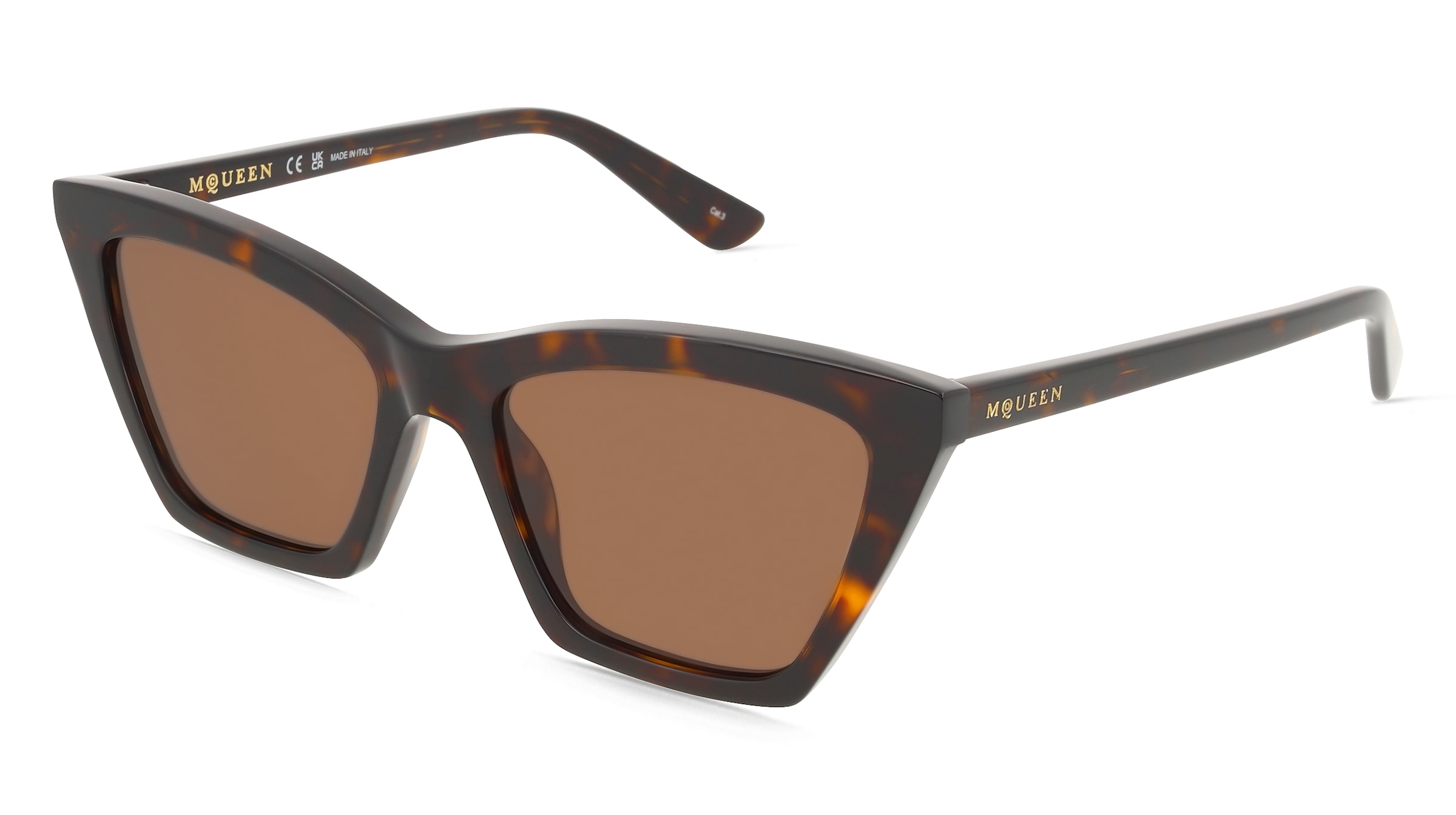 Alexander McQueen AM0536S Damen-Sonnenbrille Vollrand Cat Eye Acetat-Gestell, Havanna