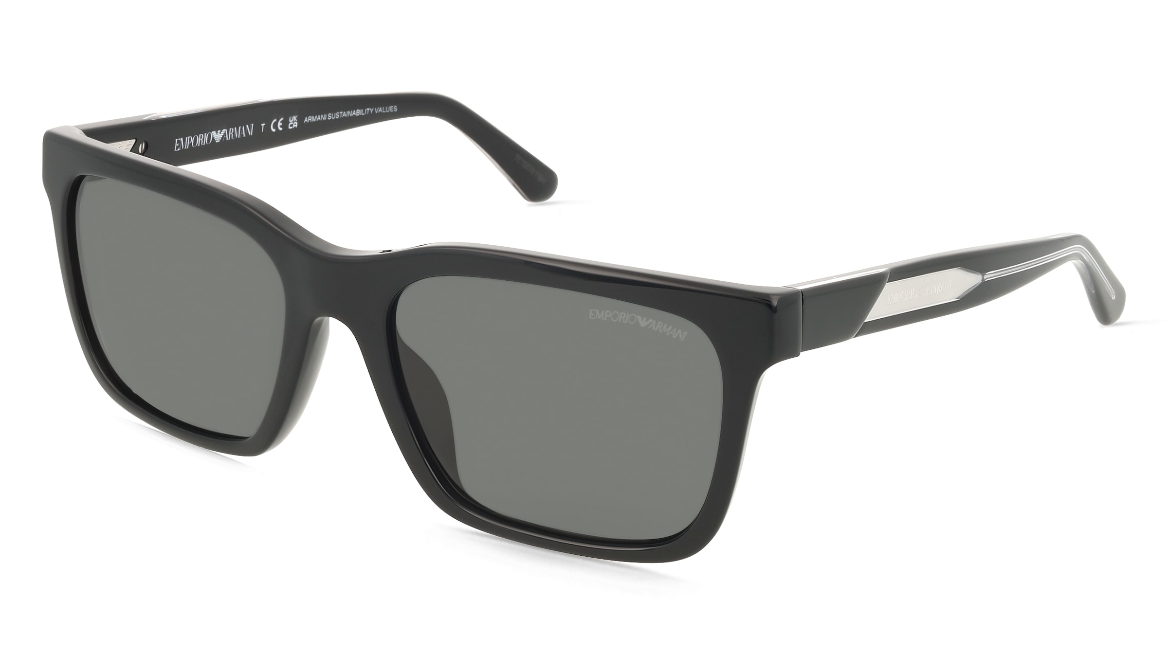 Emporio Armani 0EA4262U Herren-Sonnenbrille Vollrand Quadratisch Acetat-Gestell, Schwarz