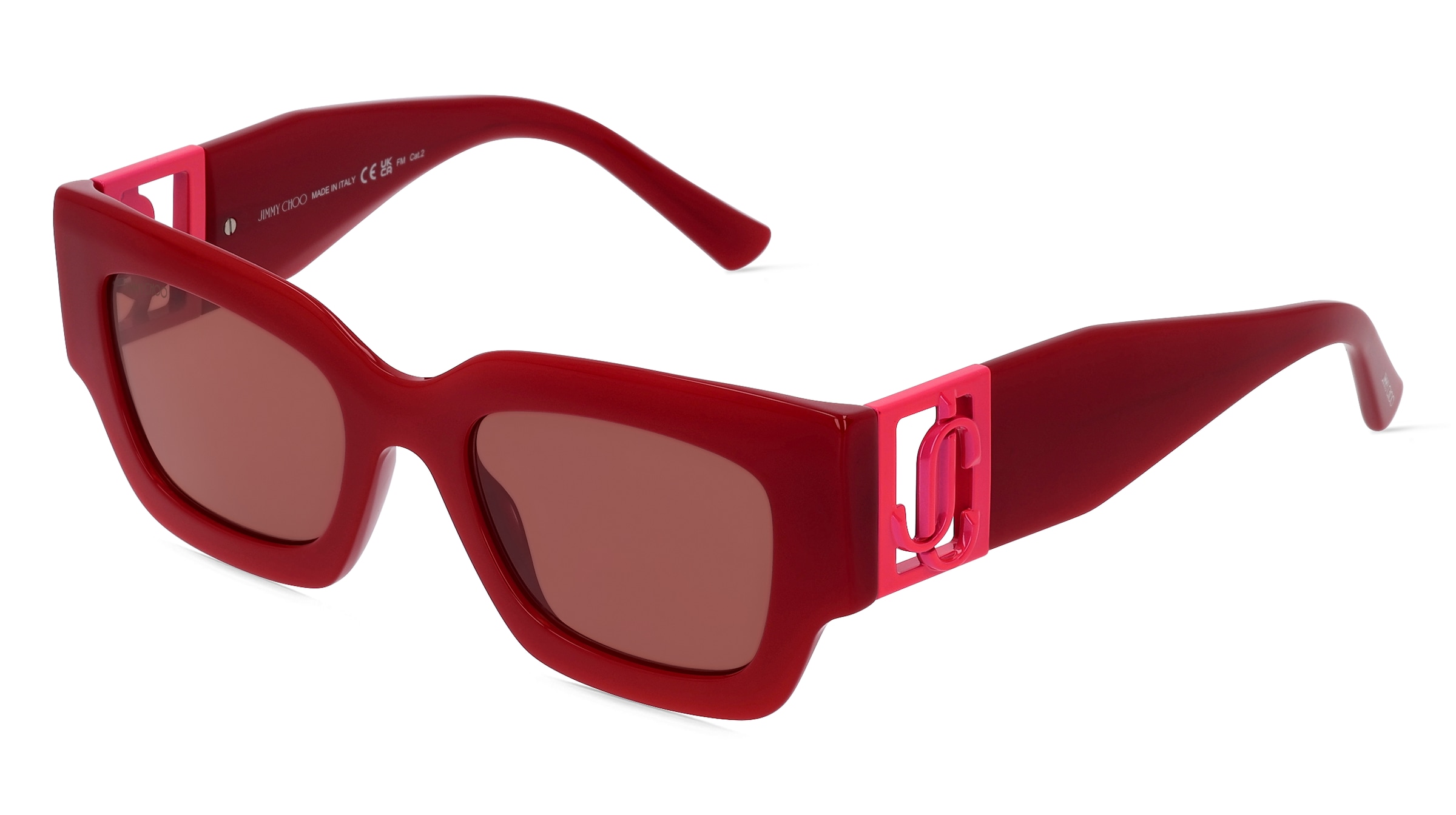 Safilo Jimmy Choo NENA/S Damen-Sonnenbrille Vollrand Butterfly Acetat-Gestell, rot