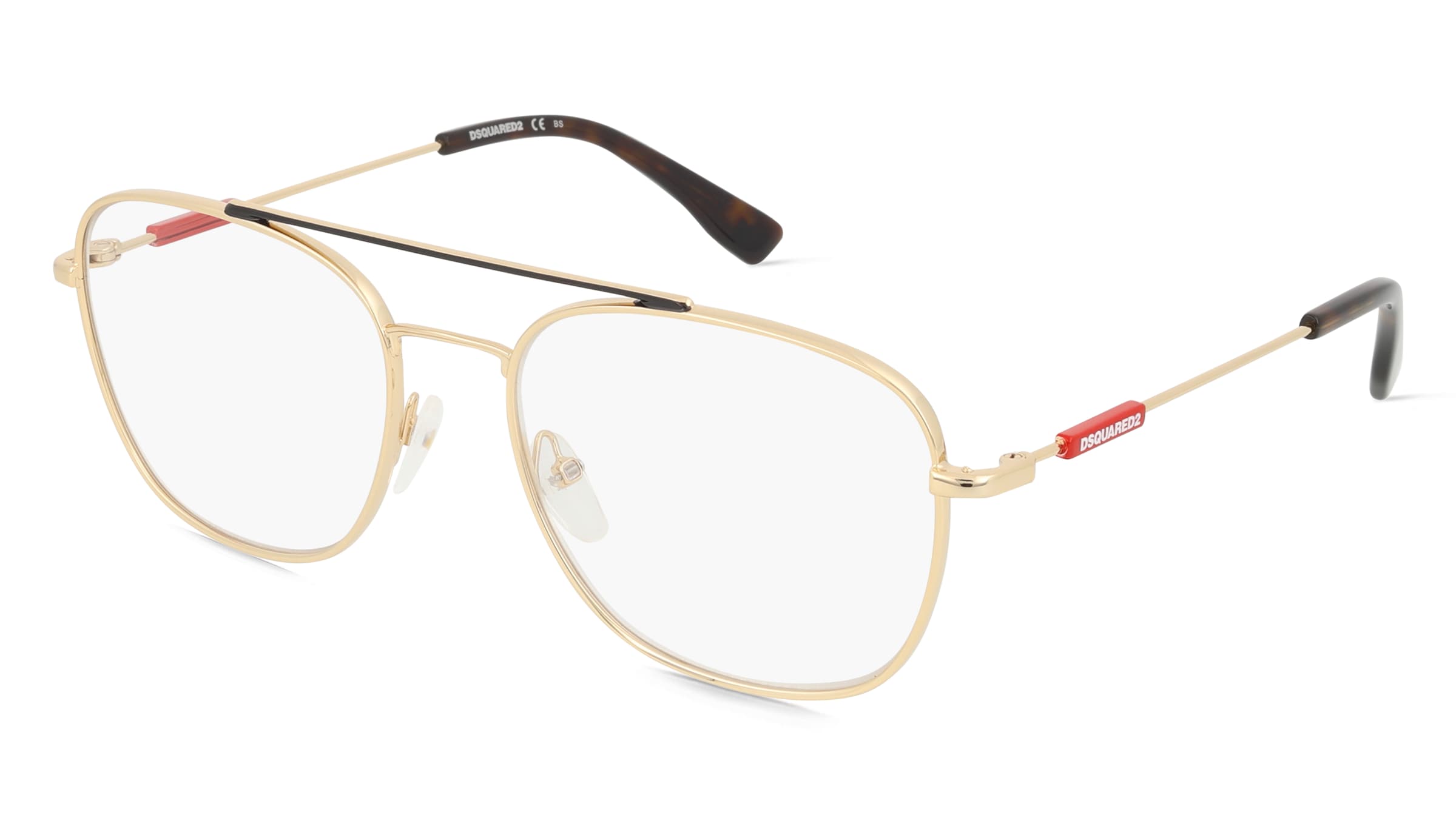 Dsquared2 D2 0047 Herren-Brille Inkl. Gläser Vollrand Pilot Metall-Gestell 56/18/140, Gold