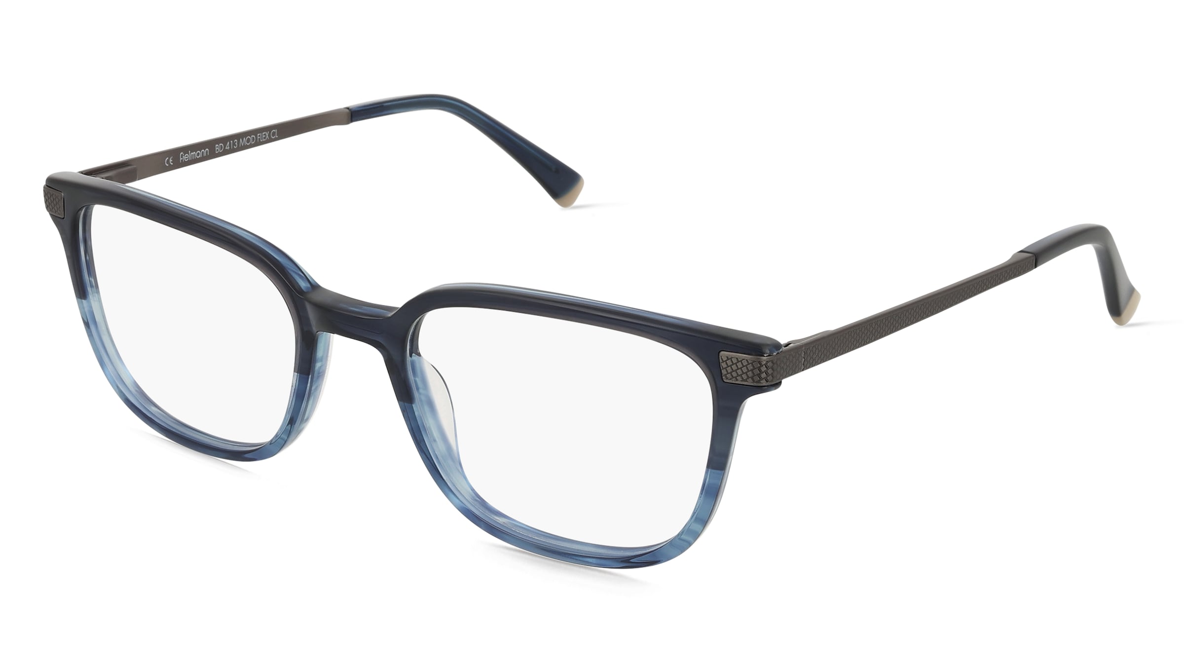 Fielmann BD 413 FLEX CL Herren-Brille inkl. Gläser Vollrand Quadratisch Acetat-Gestell 52/20/135, Blau