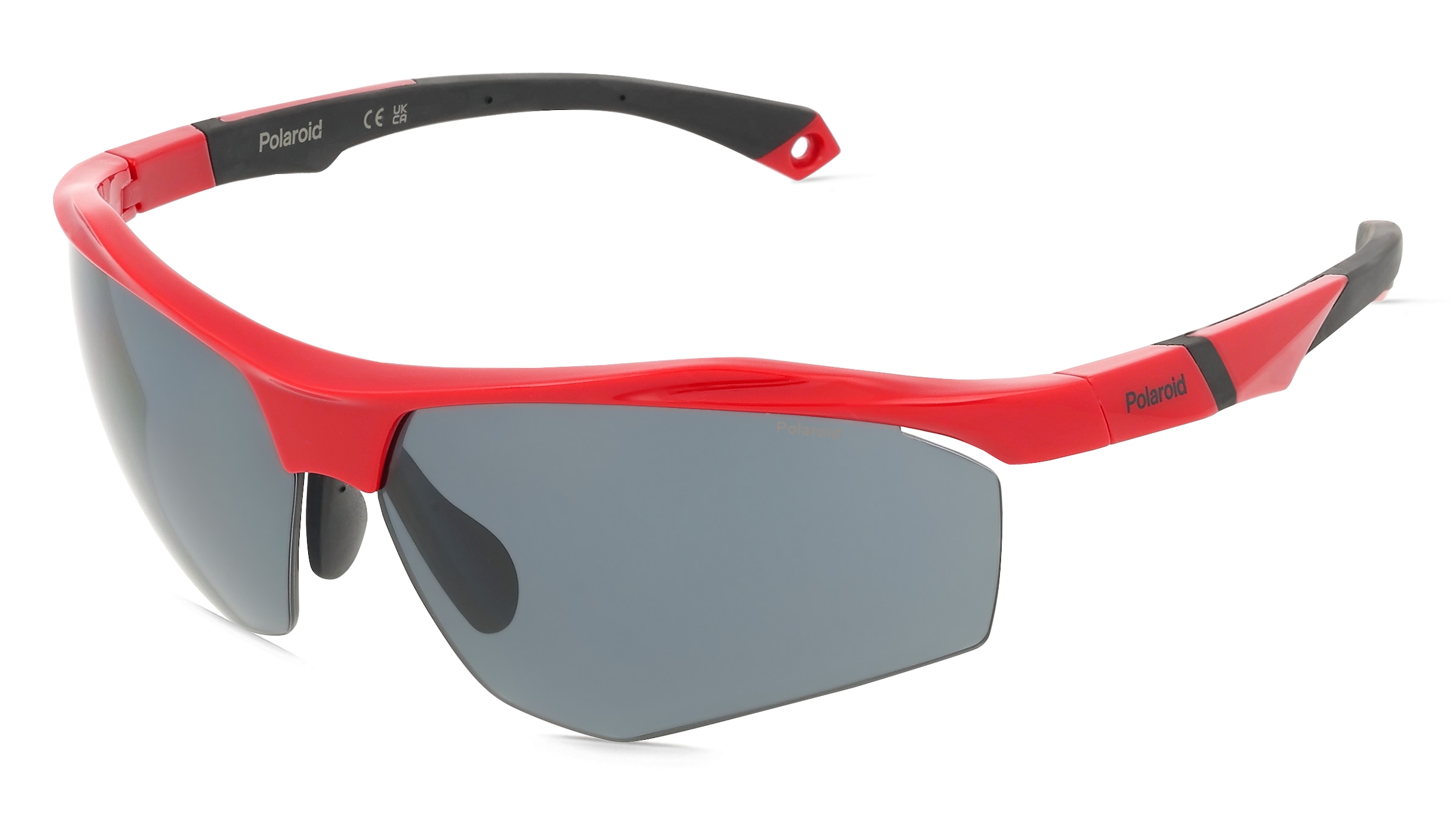 Polaroid 207374 Herren-Sonnenbrille Halbrand Eckig Kunststoff-Gestell, Rot