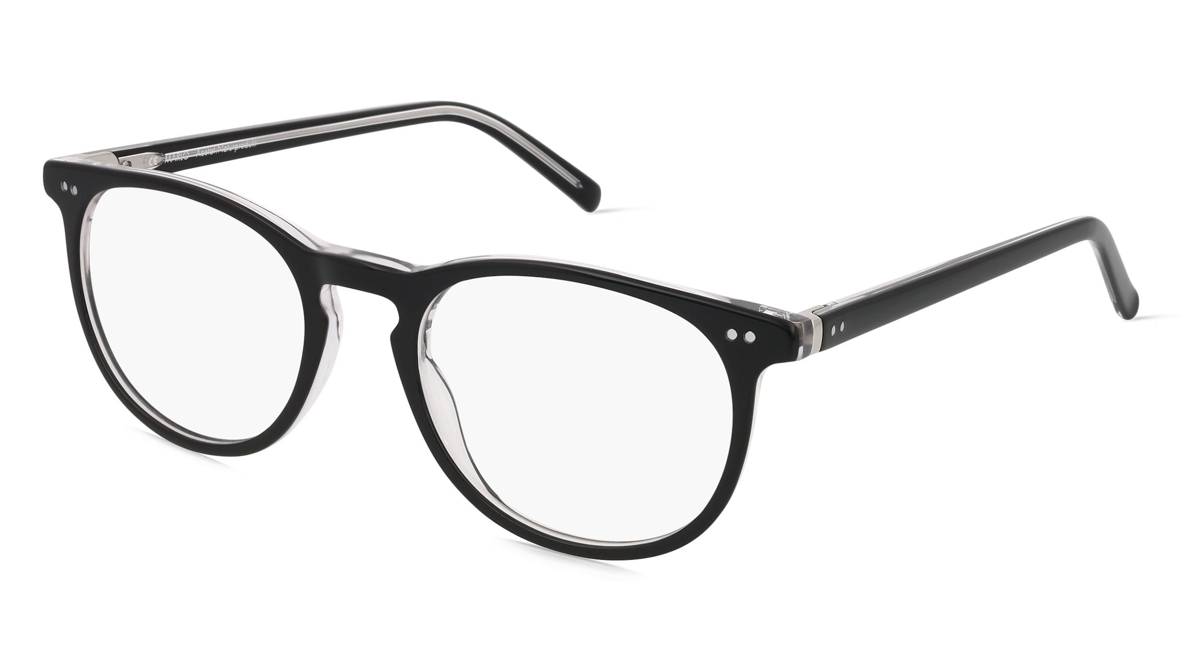 Fielmann LN 049 CL MARLO Unisex-Brille inkl. Gläser Vollrand Panto Acetat-Gestell 52/20/145, Schwarz