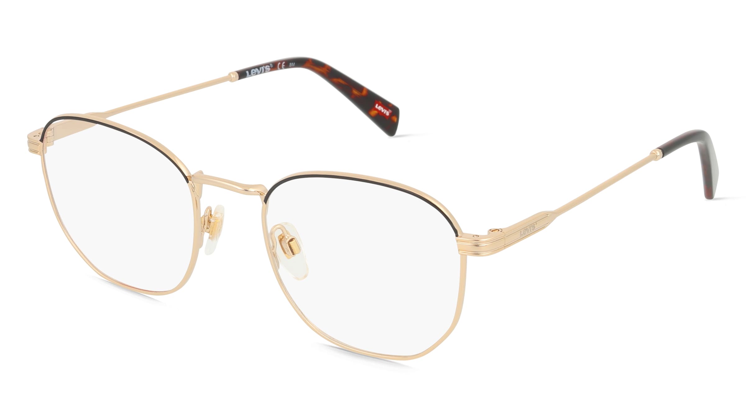 Levi's LV1028 Unisex-Brille inkl. Gläser Vollrand Quadratisch Metall-Gestell 50/20/145, Gold