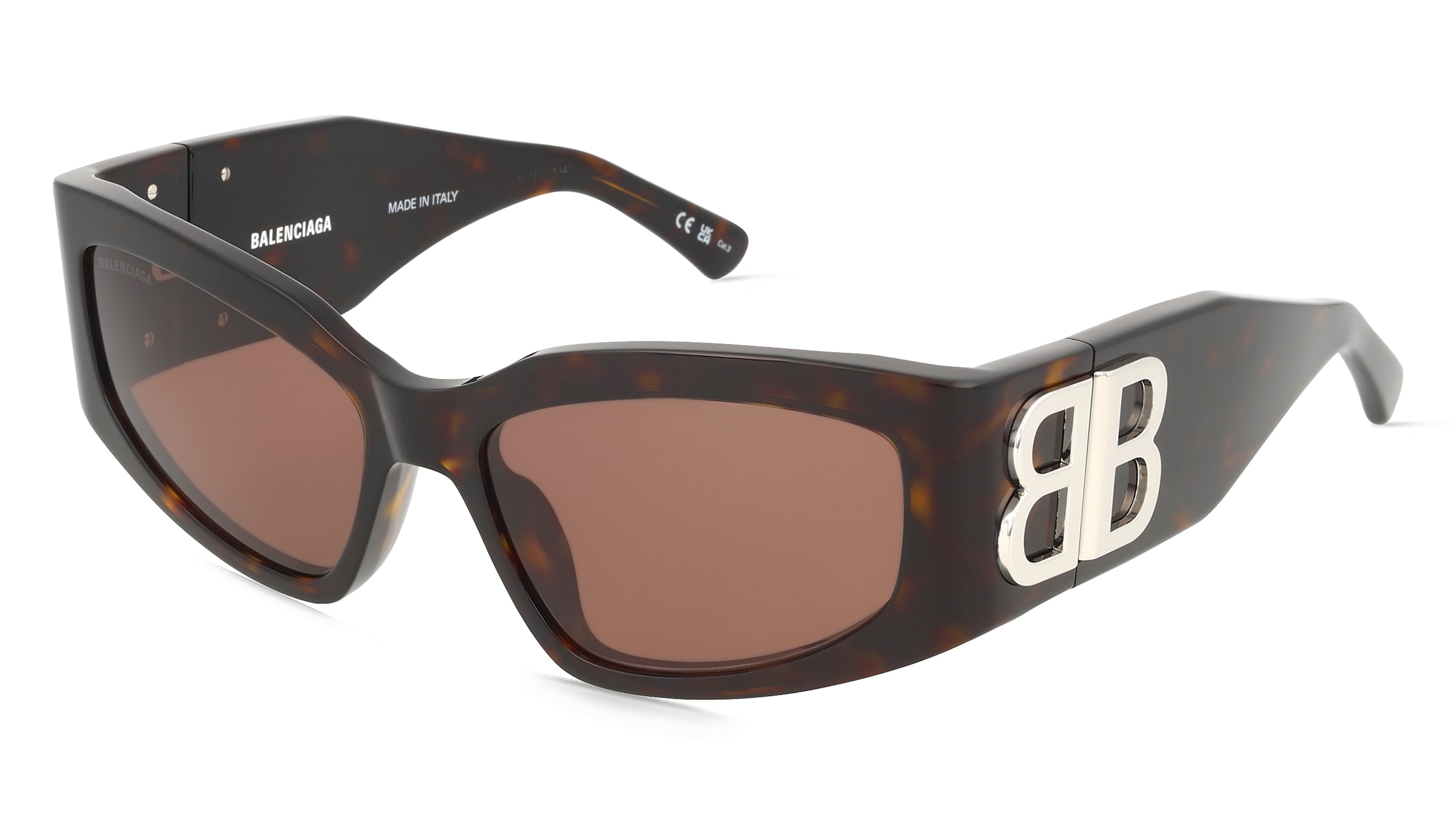 Balenciaga BB0321S Damen-Sonnenbrille Vollrand Cat Eye Acetat-Gestell, Havanna