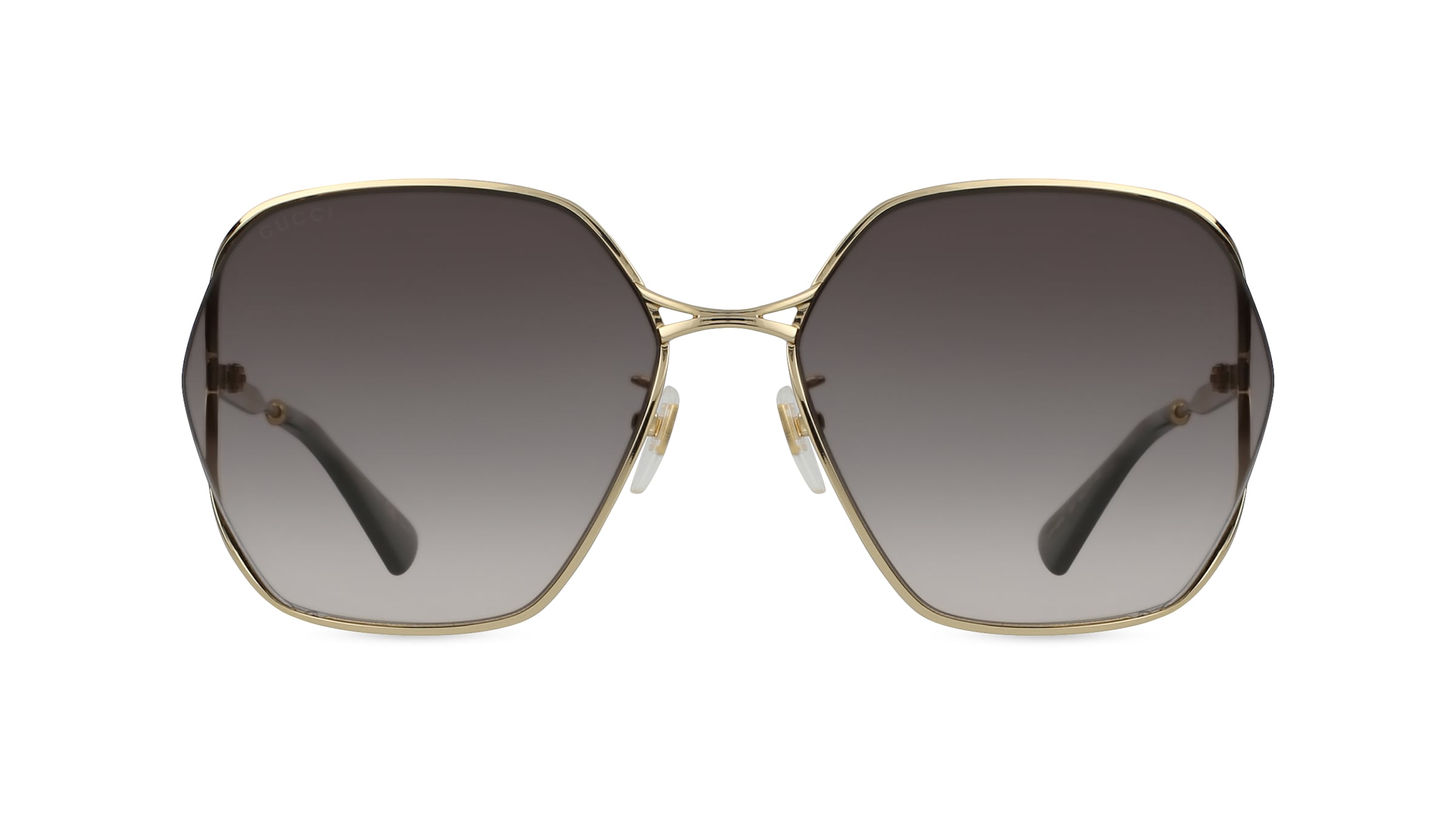 Gucci GG0818SA Damen-Sonnenbrille Vollrand Achteckig Metall-Gestell, gold