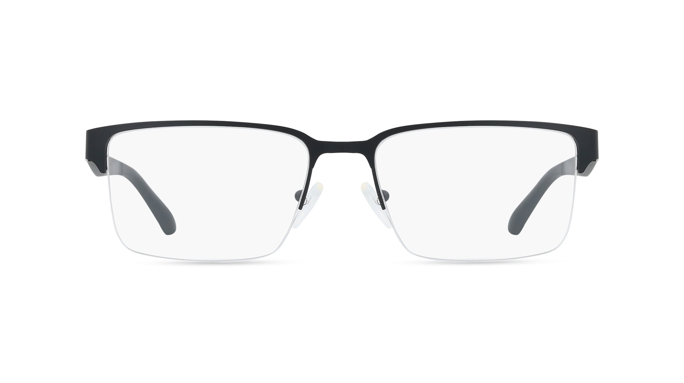 Emporio Armani AX1075 Herren-Brille inkl. Gläser Halbrand Eckig Metall-Gestell 55/18/145, Schwarz