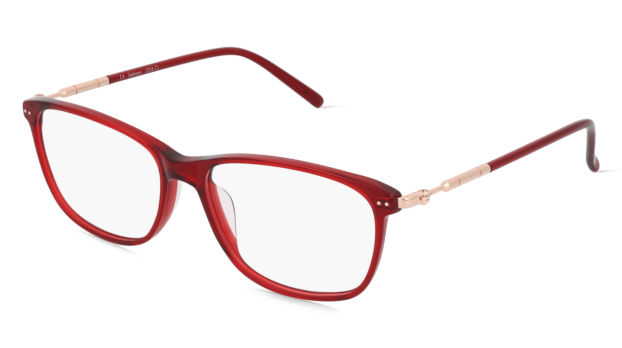 Fielmann 2216 CL Unisex-Brille inkl. Gläser Vollrand Quadratisch Acetat-Gestell 54/15/140, Rot