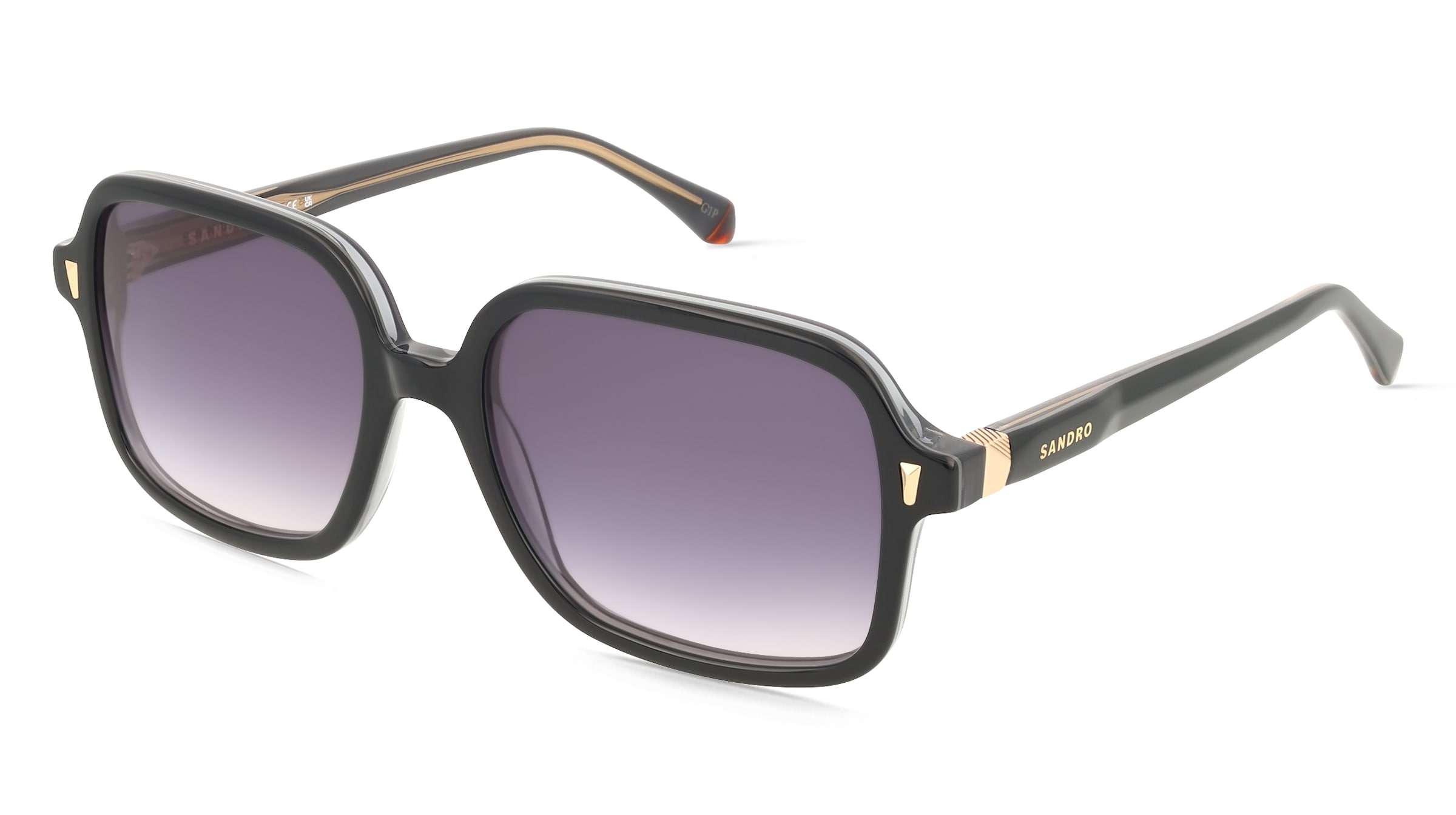 Sandro SA6055 Damen-Sonnenbrille Vollrand Quadratisch Acetat-Gestell, Schwarz