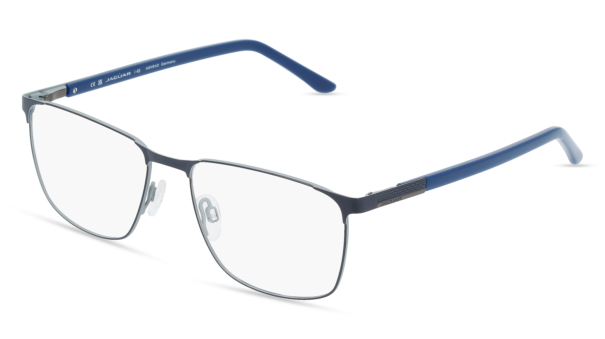 Jaguar 3103 Herren-Brille inkl. Gläser Vollrand Eckig Metall-Gestell 56mm/17mm/145mm, blau