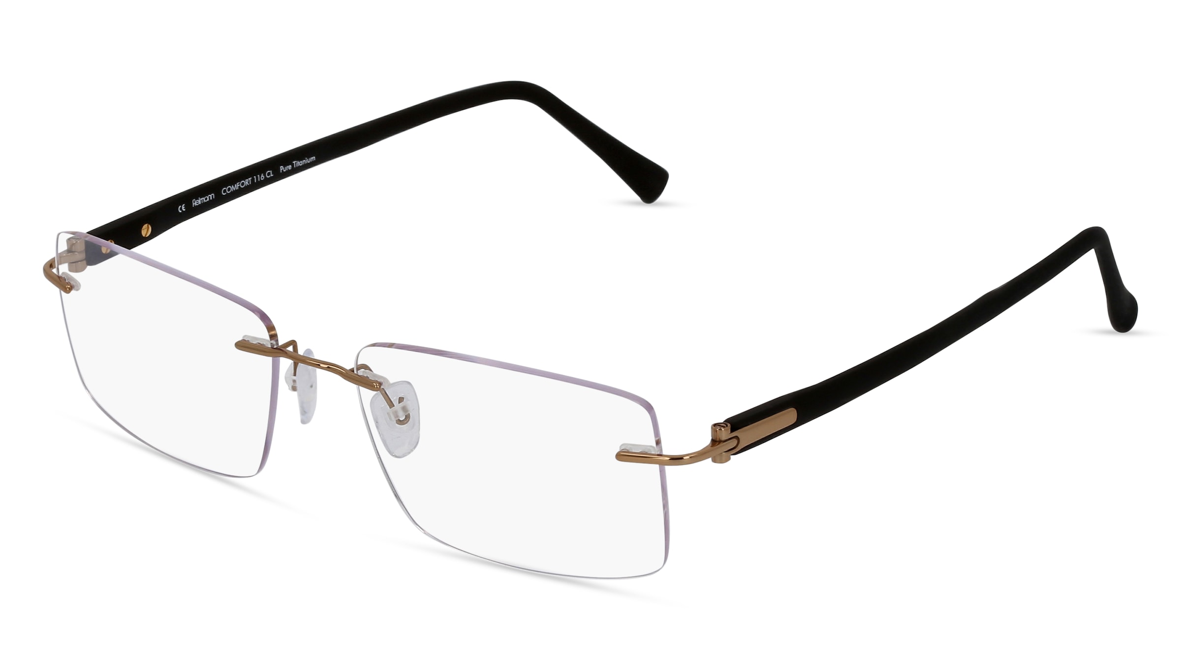 Fielmann COMFORT 116 CL Herren-Brille inkl. Gläser Randlos Quadratisch Titan-Gestell 55/17/140, Gold