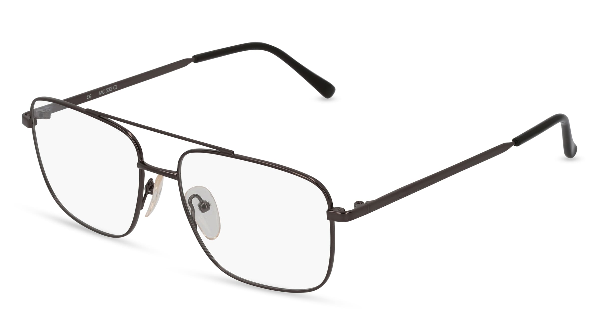 Fielmann MC 532 CL Herren-Brille inkl. Gläser Vollrand Quadratisch Edelstahl-Gestell 55/16/145, Grau