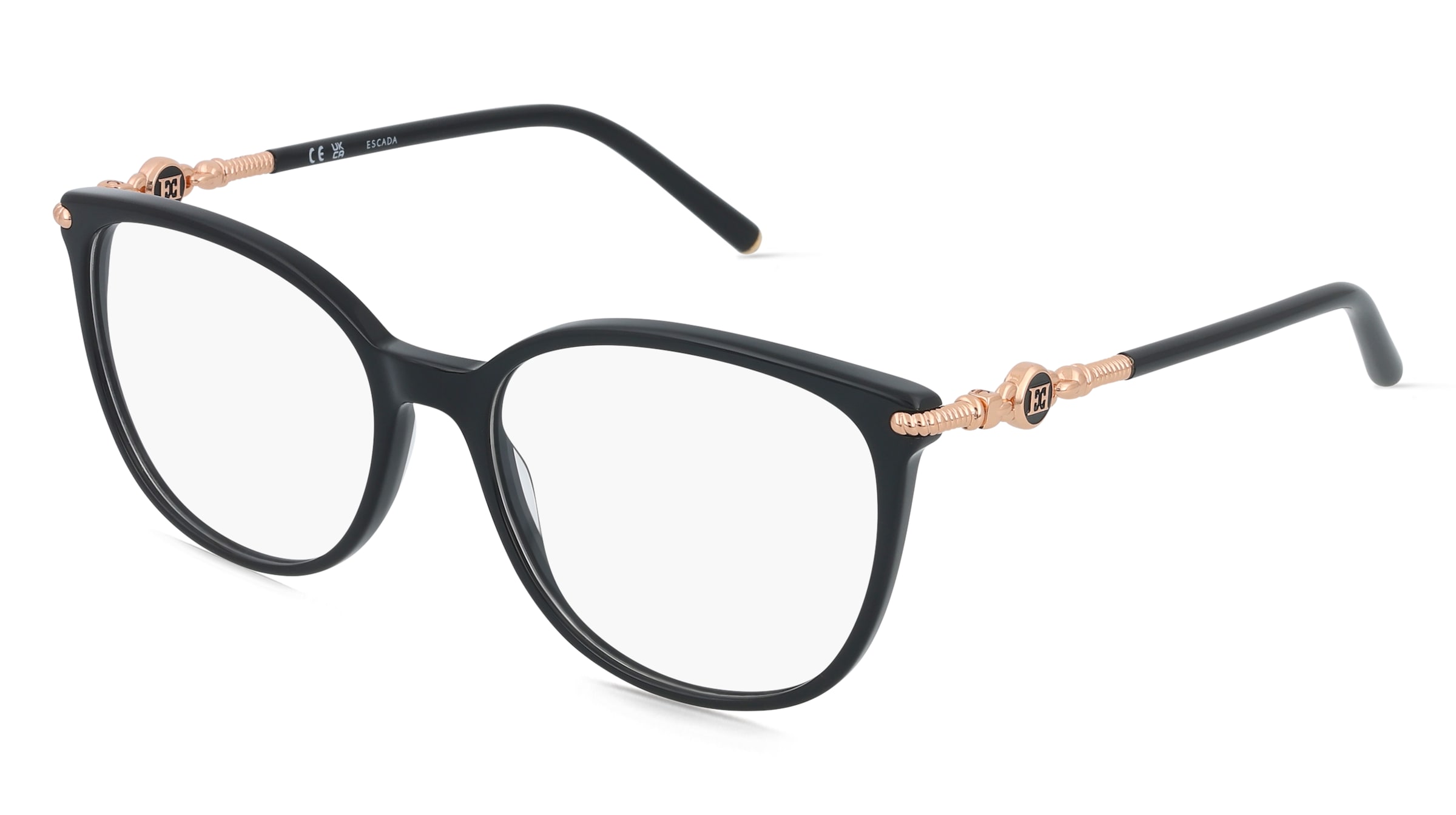 Escada VESF32 Damen-Brille inkl. Gläser Vollrand Cat Eye Kunststoff-Gestell 54/17/140, Schwarz