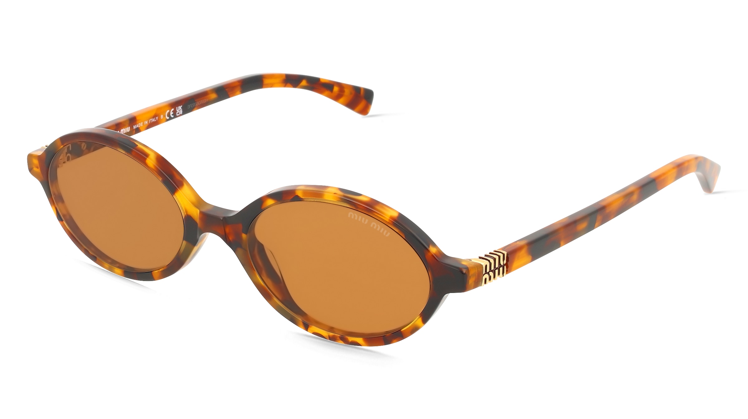 Miu Miu MU 04ZS Damen-Sonnenbrille Vollrand Oval Acetat-Gestell, Havanna